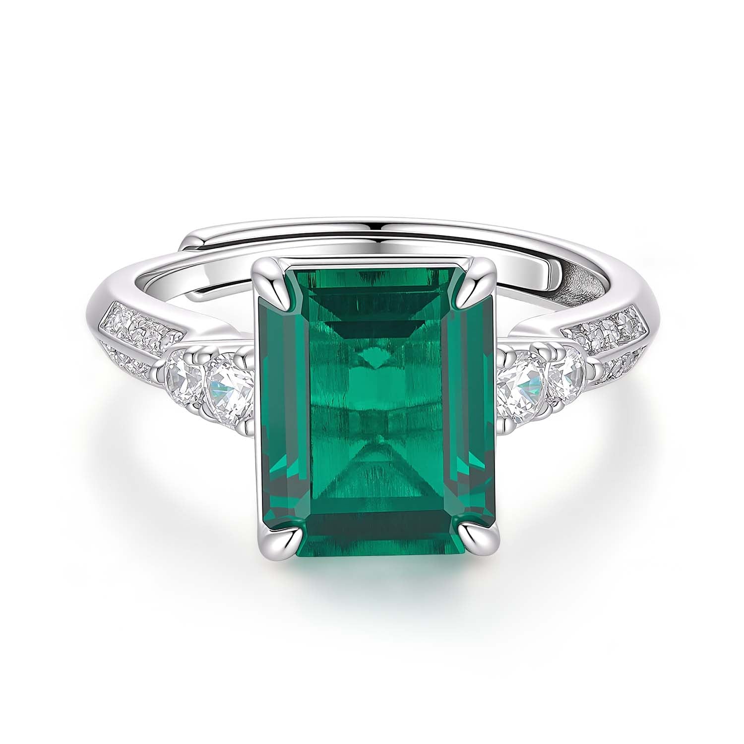 S925 Silver Eclat Emerald Ring(Adjustable Size)