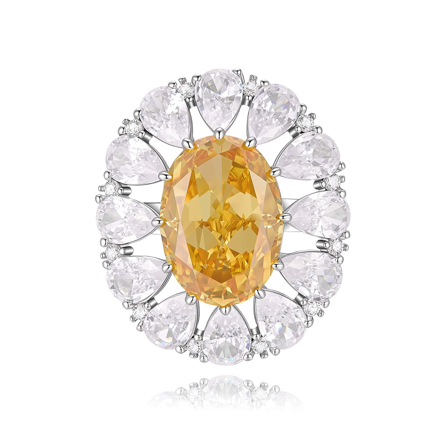 S925 Silver-plated Zirconia Yellow Ring(Adjustable Size)