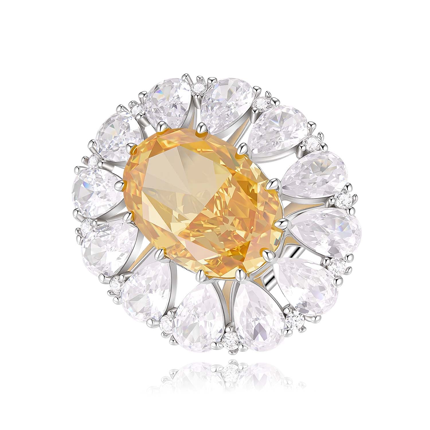 S925 Silver-plated Zirconia Yellow Ring(Adjustable Size)