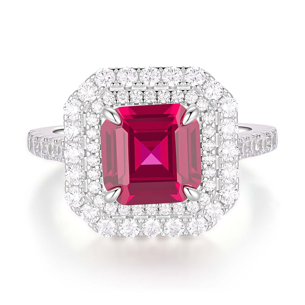 S925 Silver Cultured Red Treasure Ring