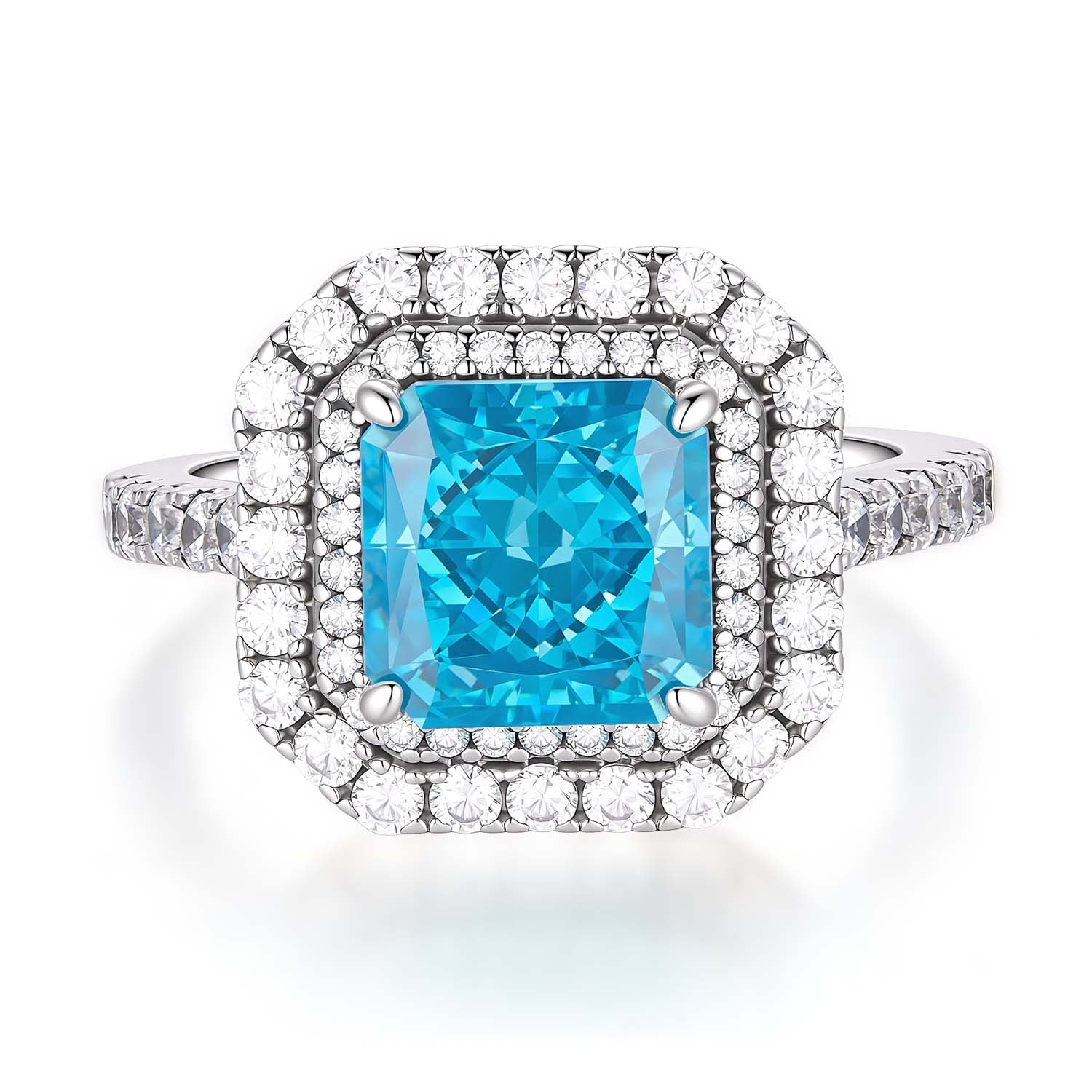 S925 Silver-plated Zirconia Blue Ring