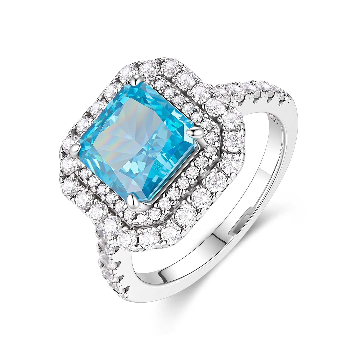 S925 Silver-plated Zirconia Blue Ring