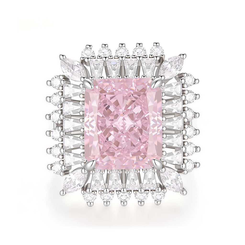 S925 Silver-plated Zirconia Pink Ring(Adjustable Size)