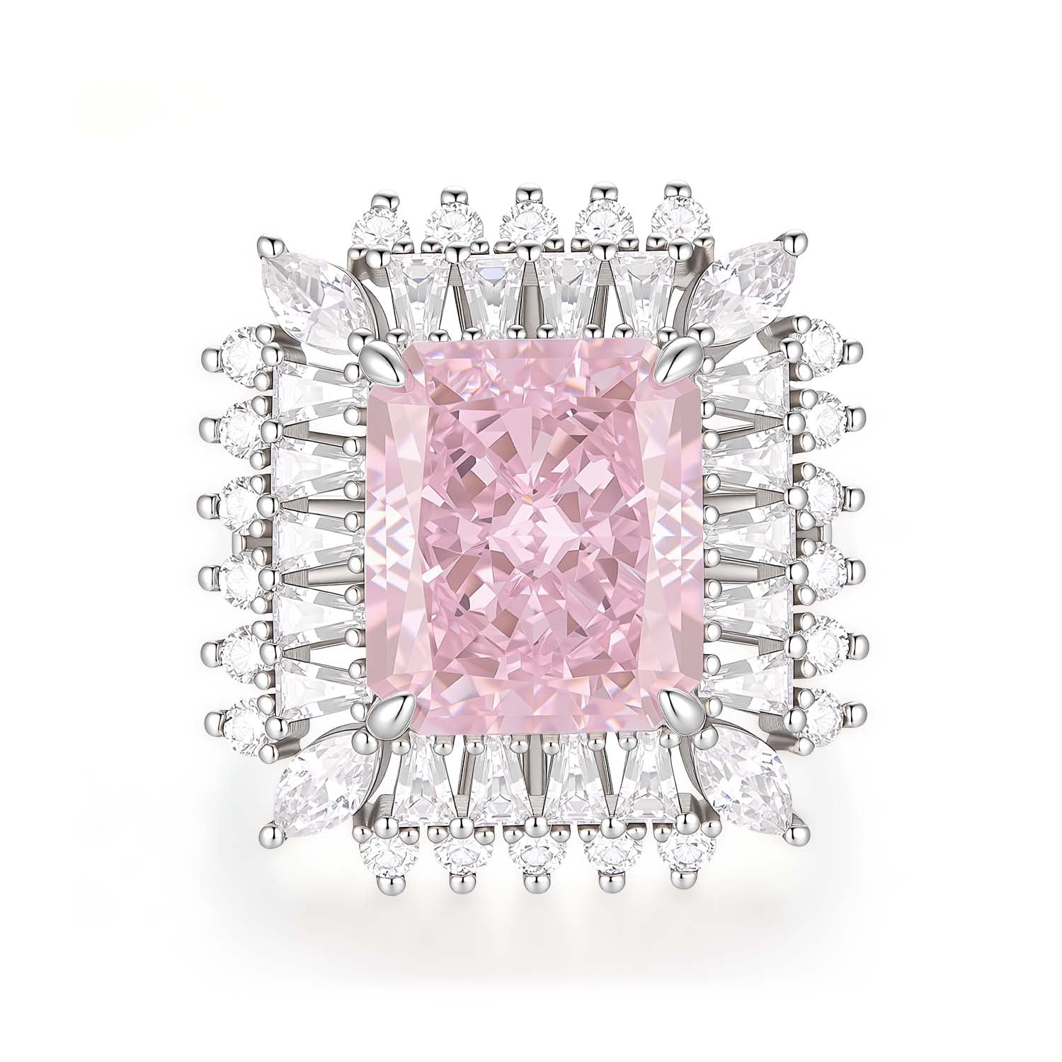 S925 Silver-plated Zirconia Pink Ring(Adjustable Size)