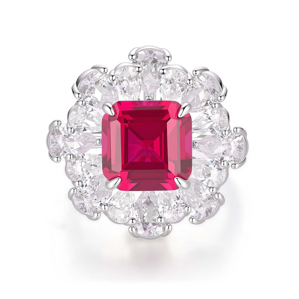 S925 Silver Cultured Red Treasure Ring(Adjustable Size)