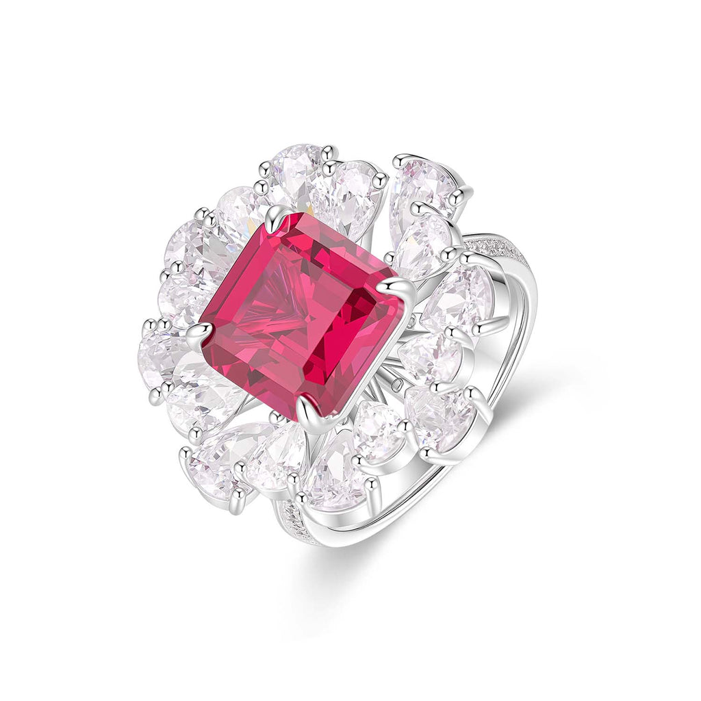 S925 Silver Cultured Red Treasure Ring(Adjustable Size)