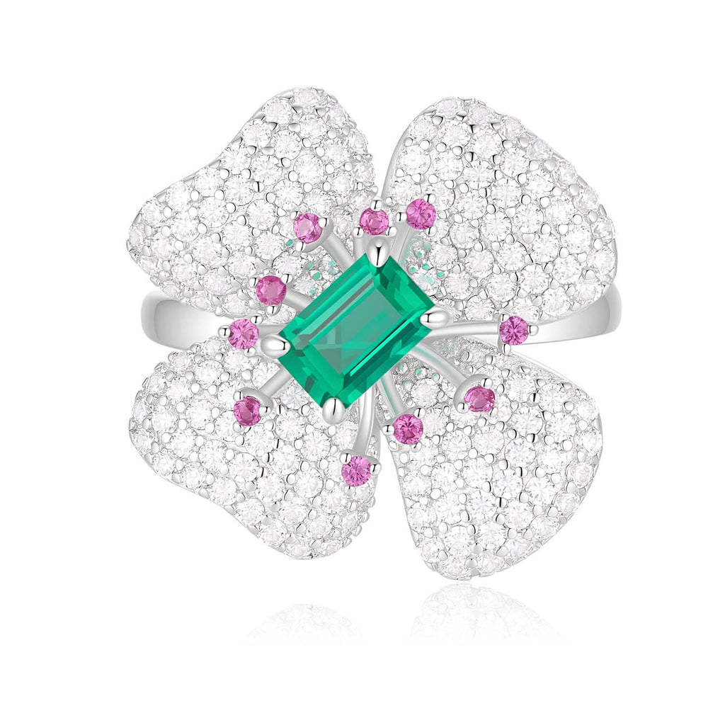S925 Silver Eclat Emerald Ring(Adjustable Size)
