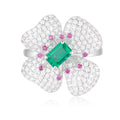 S925 Silver Eclat Emerald Ring(Adjustable Size)