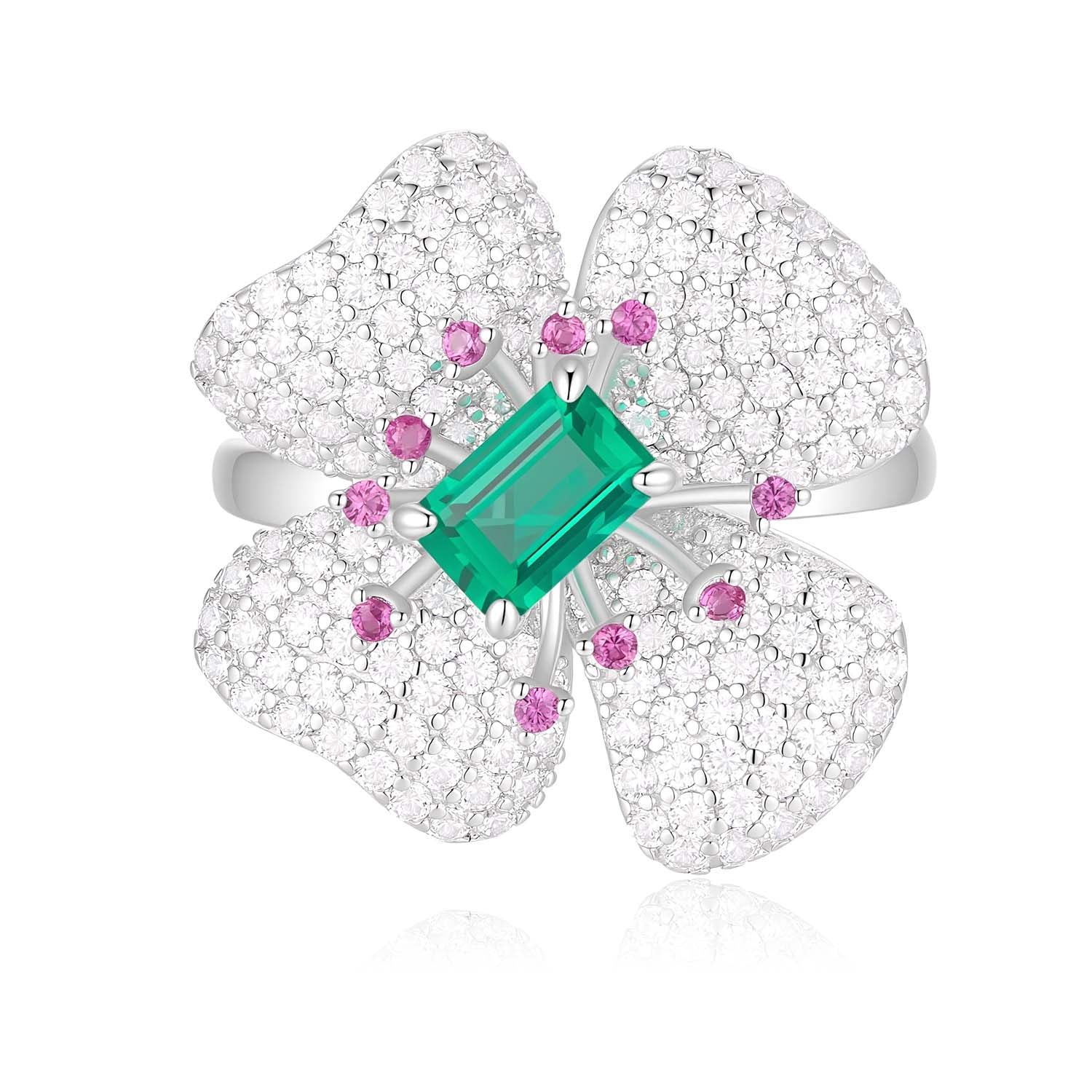 S925 Silver Eclat Emerald Ring(Adjustable Size)