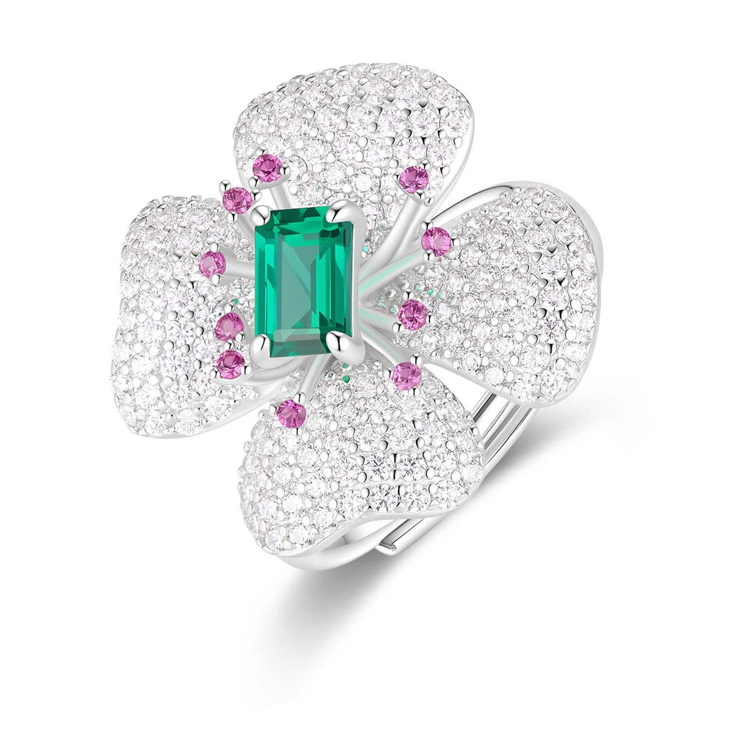 S925 Silver Eclat Emerald Ring(Adjustable Size)