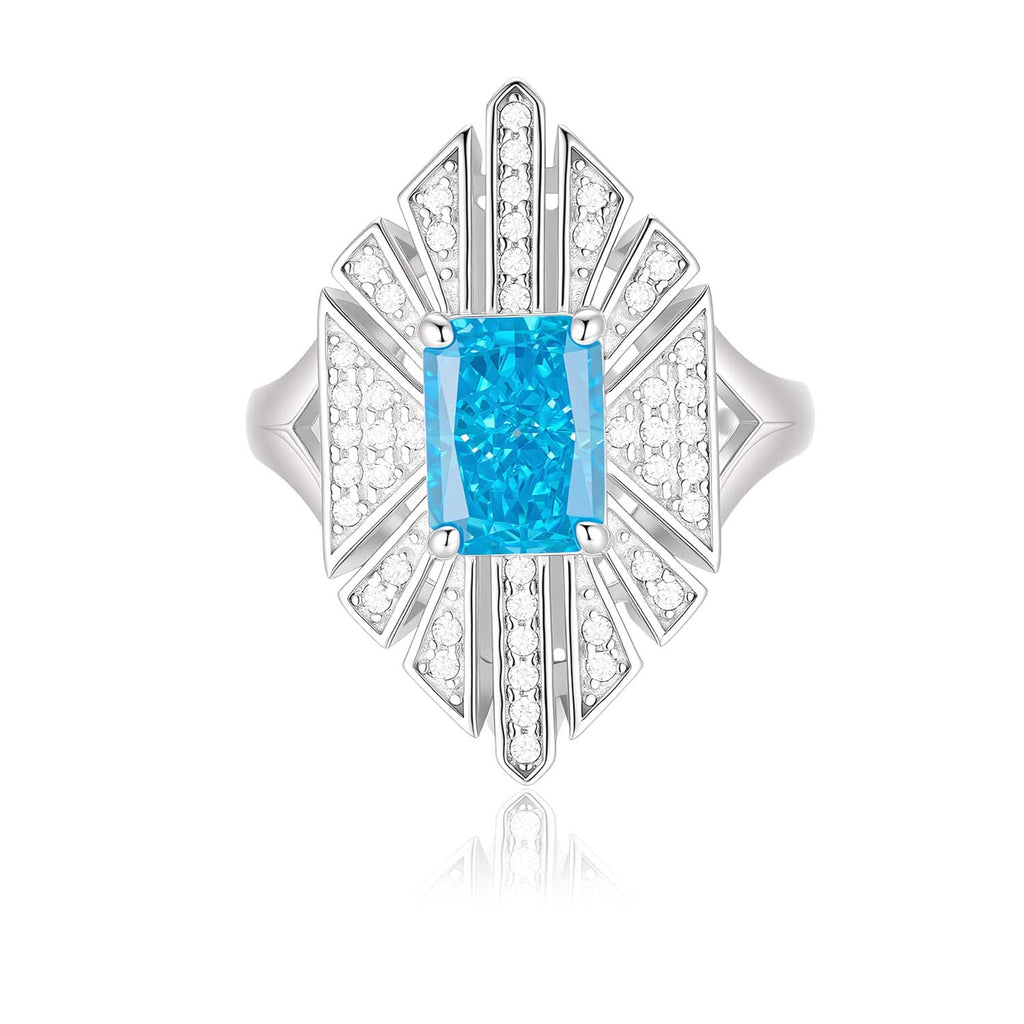 S925 Silver-plated Zirconia Blue Ring(Adjustable Size)