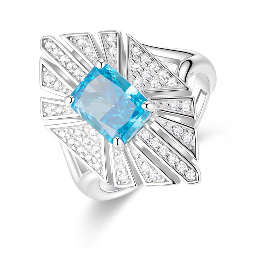 S925 Silver-plated Zirconia Blue Ring(Adjustable Size)