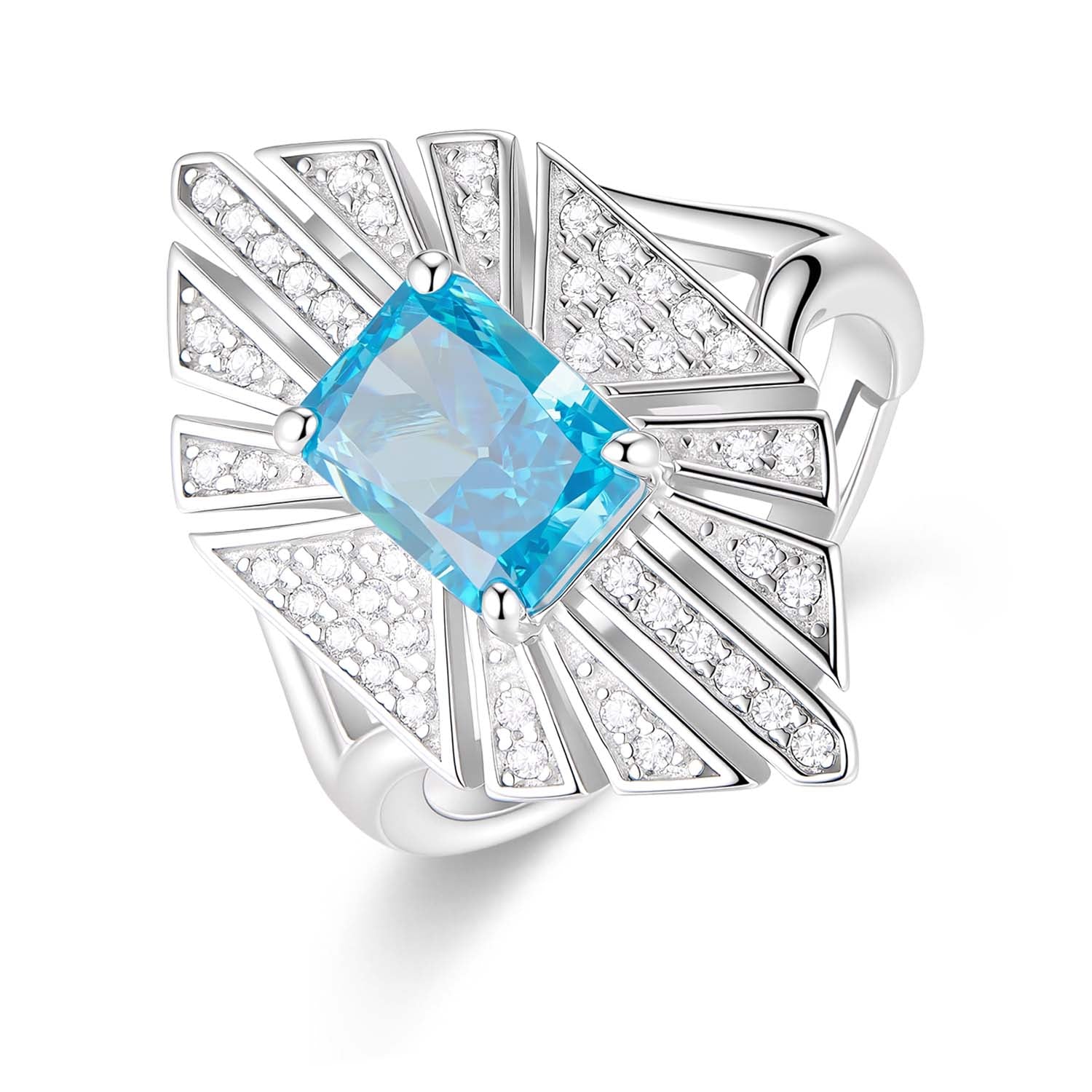 S925 Silver-plated Zirconia Blue Ring(Adjustable Size)