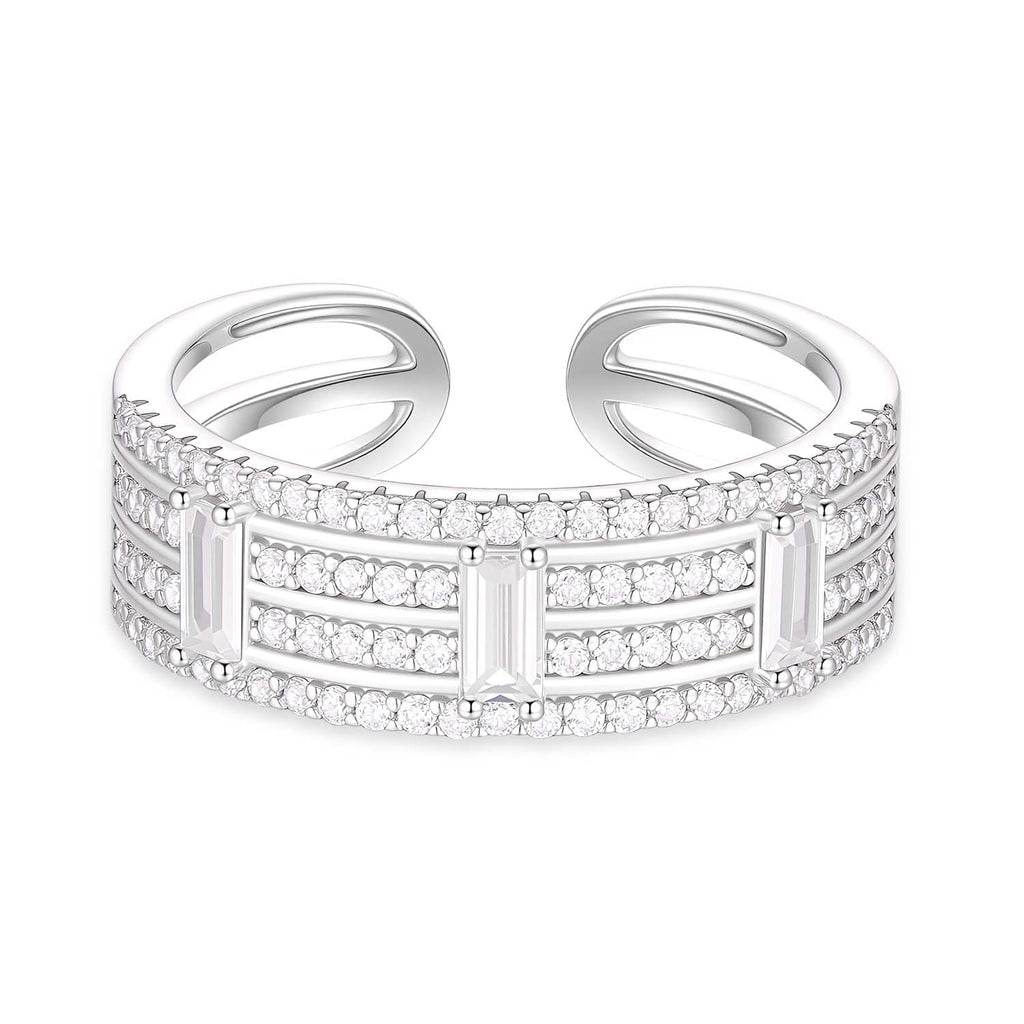 S925 Silver-plated Zirconia Bracelet and Ring(Adjustable Size)