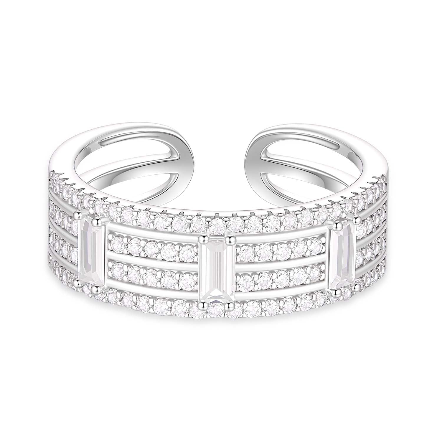 S925 Silver-plated Zirconia Bracelet and Ring(Adjustable Size)