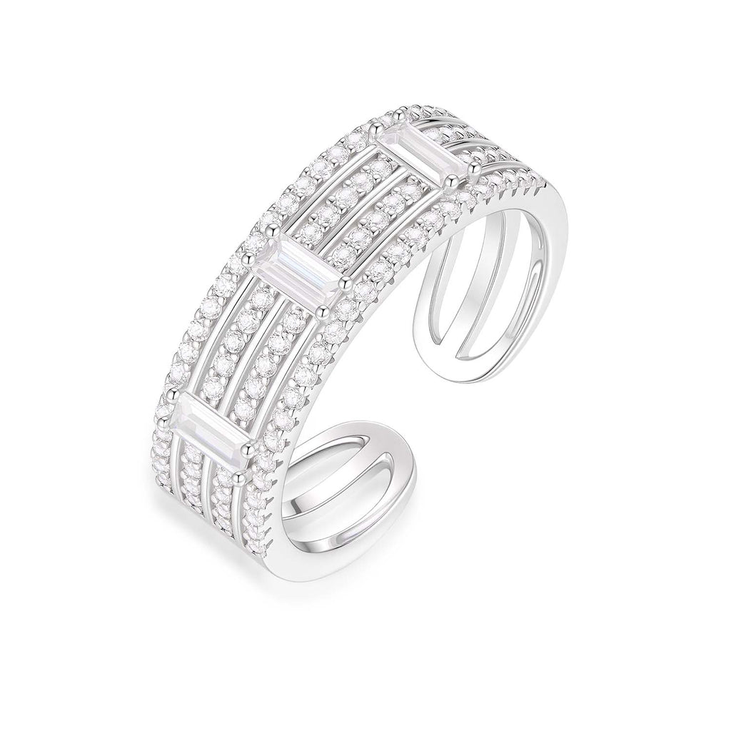 S925 Silver-plated Zirconia Bracelet and Ring(Adjustable Size)