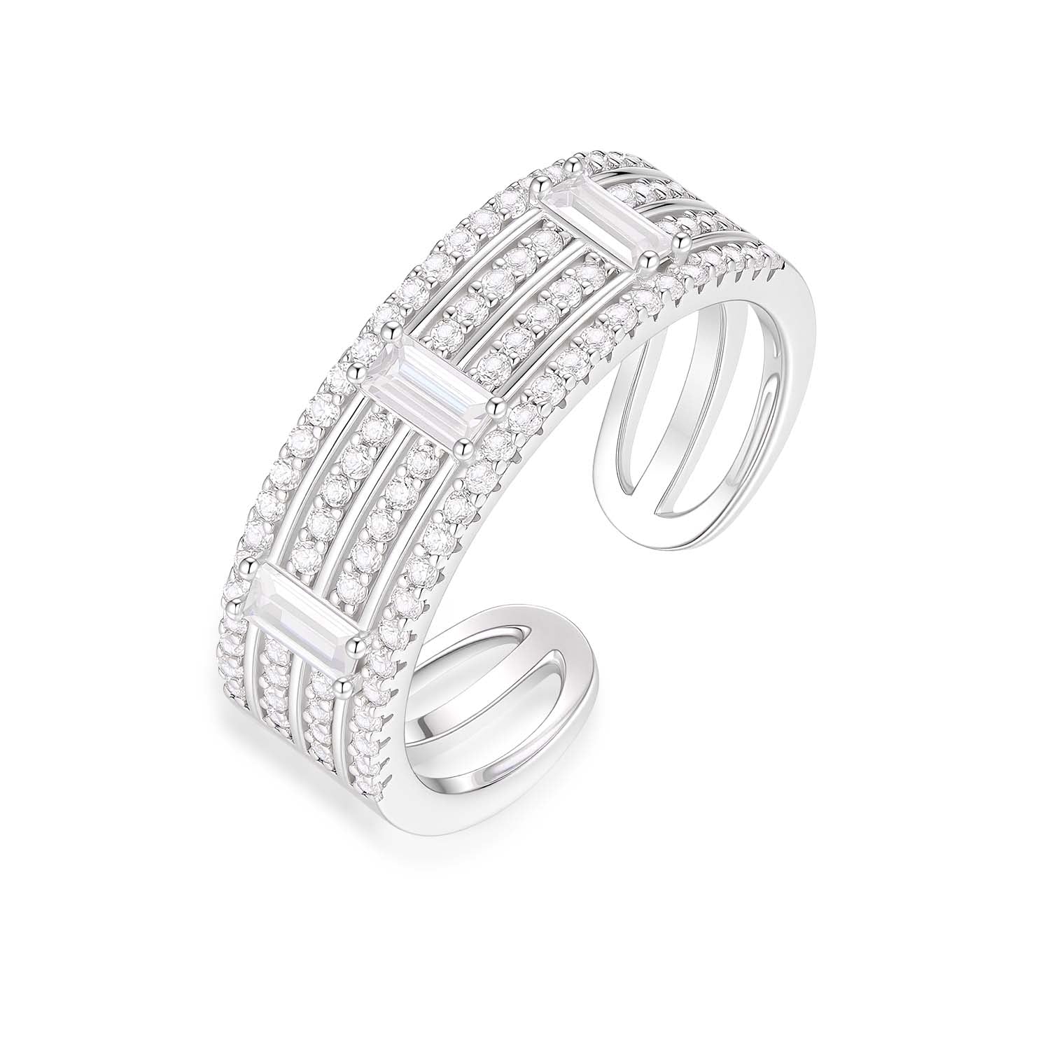 S925 Silver-plated Zirconia Bracelet and Ring(Adjustable Size)