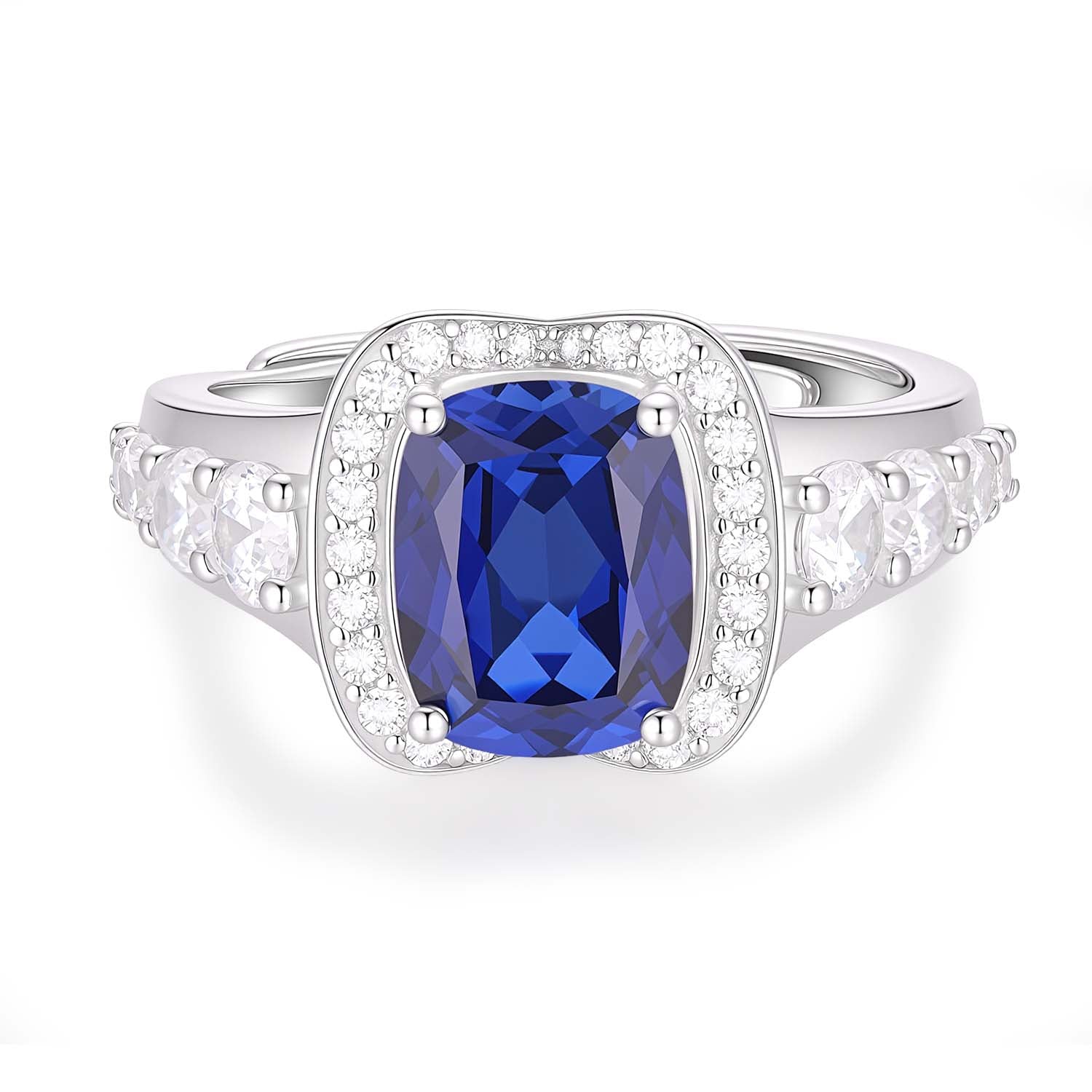 S925 Silver Cultured Blue Sapphire Ring(Adjustable Size)