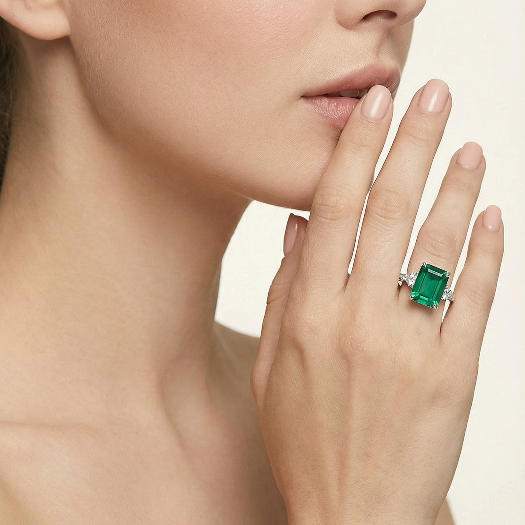 S925 Silver Eclat Emerald Ring(Adjustable Size)