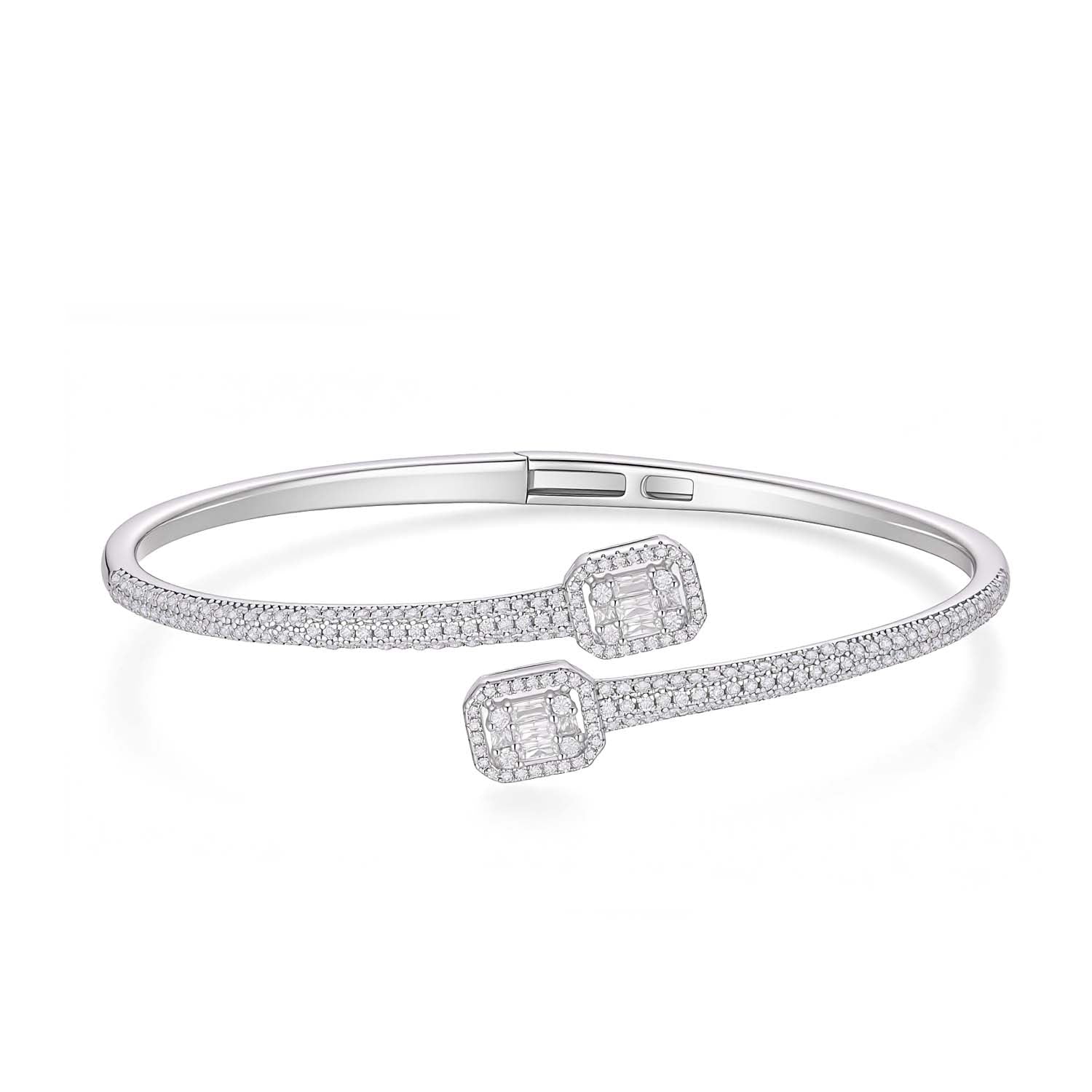 S925 Silver Alloy Cubic Zirconia Bracelet Adjustable Size)