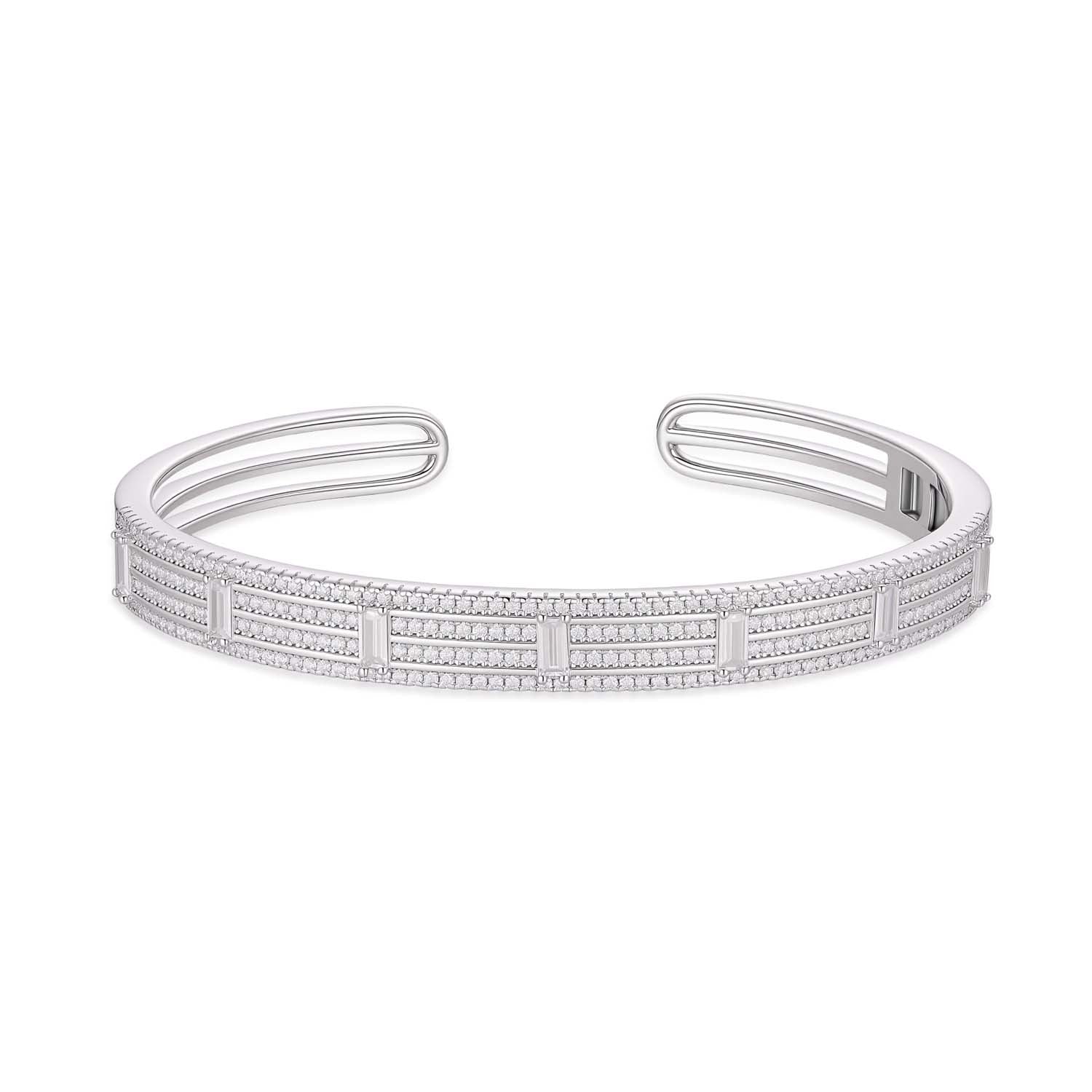 S925 Silver-plated Zirconia Bracelet and Ring(Adjustable Size)