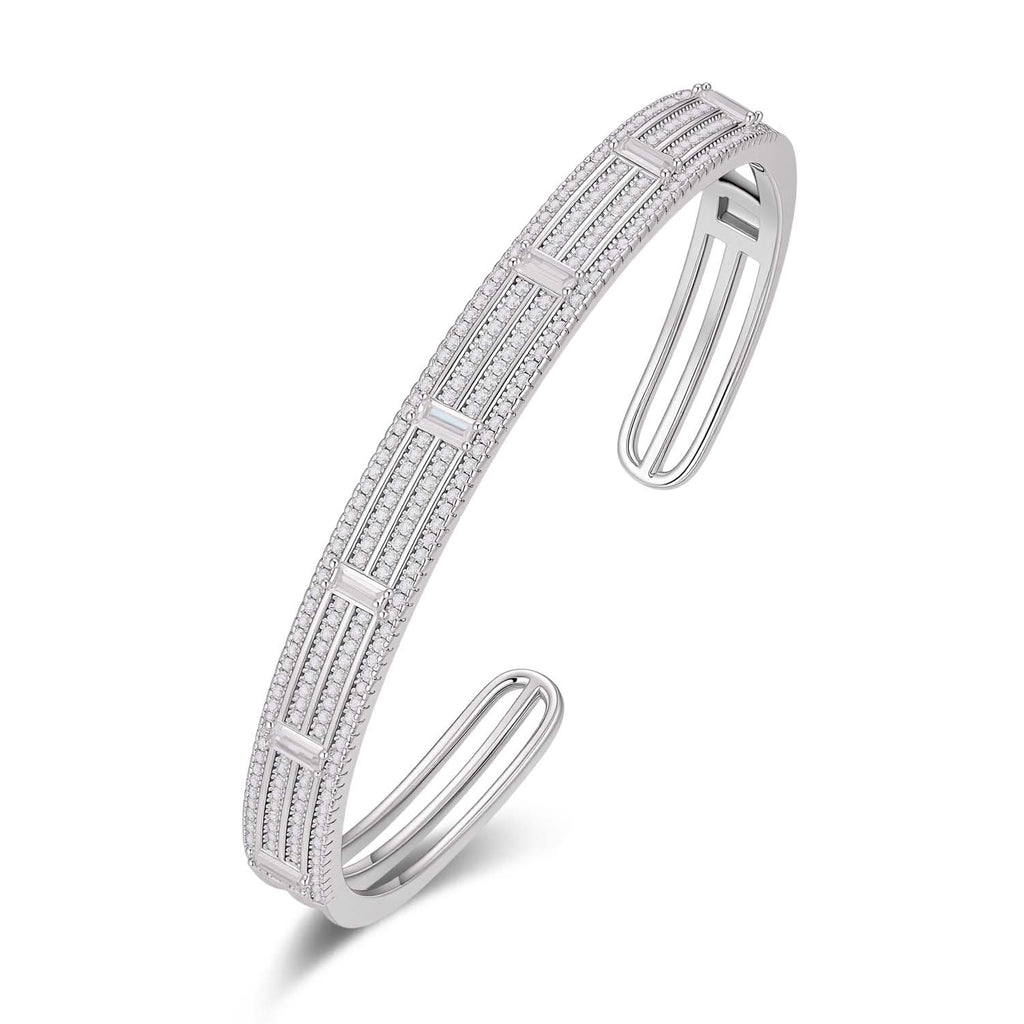 S925 Silver-plated Zirconia Bracelet and Ring(Adjustable Size)