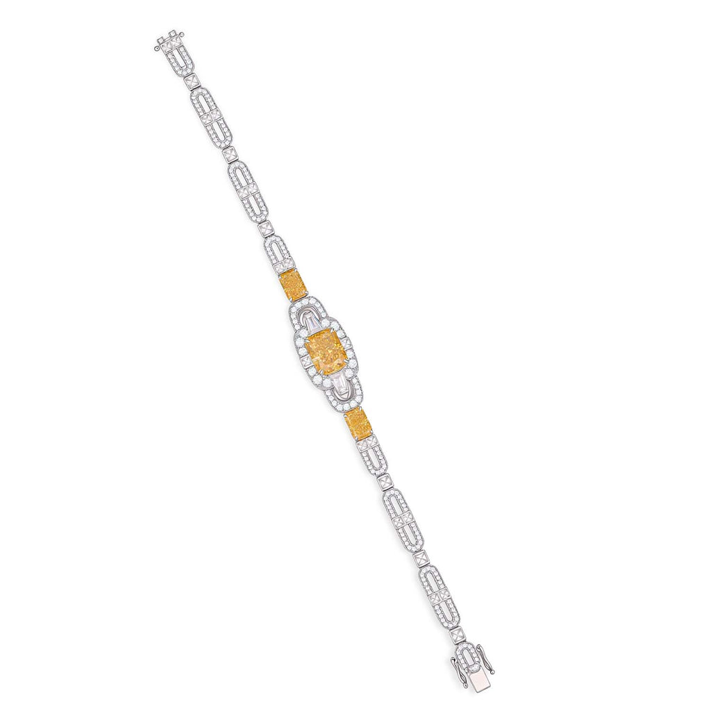 S925 Silver-plated Zirconia Yellow Bracelet(Adjustable Size)
