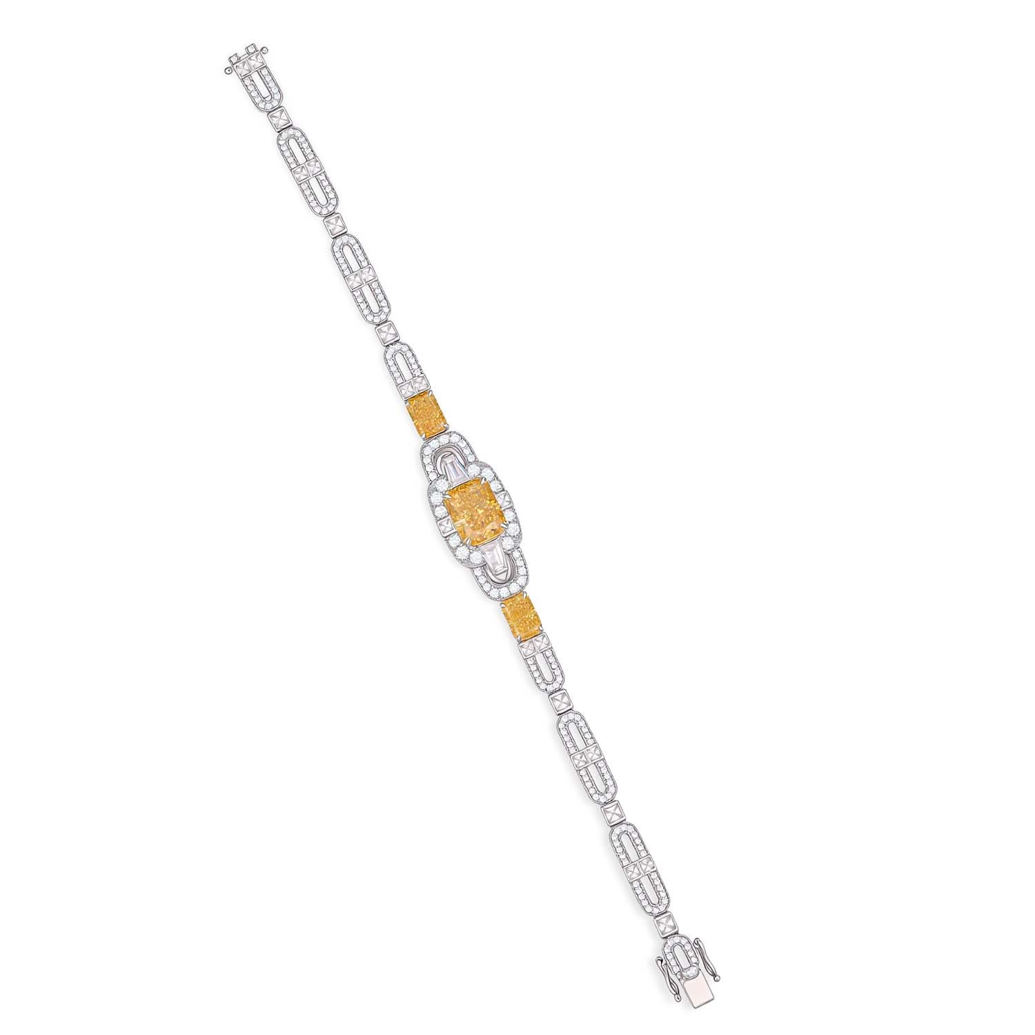 S925 Silver-plated Zirconia Yellow Bracelet(Adjustable Size)