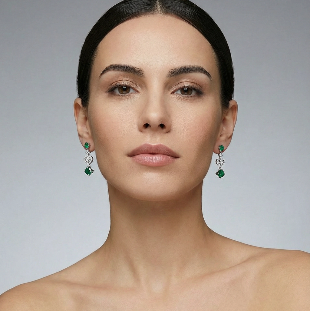 S925 Silver Green Topaz Earrings