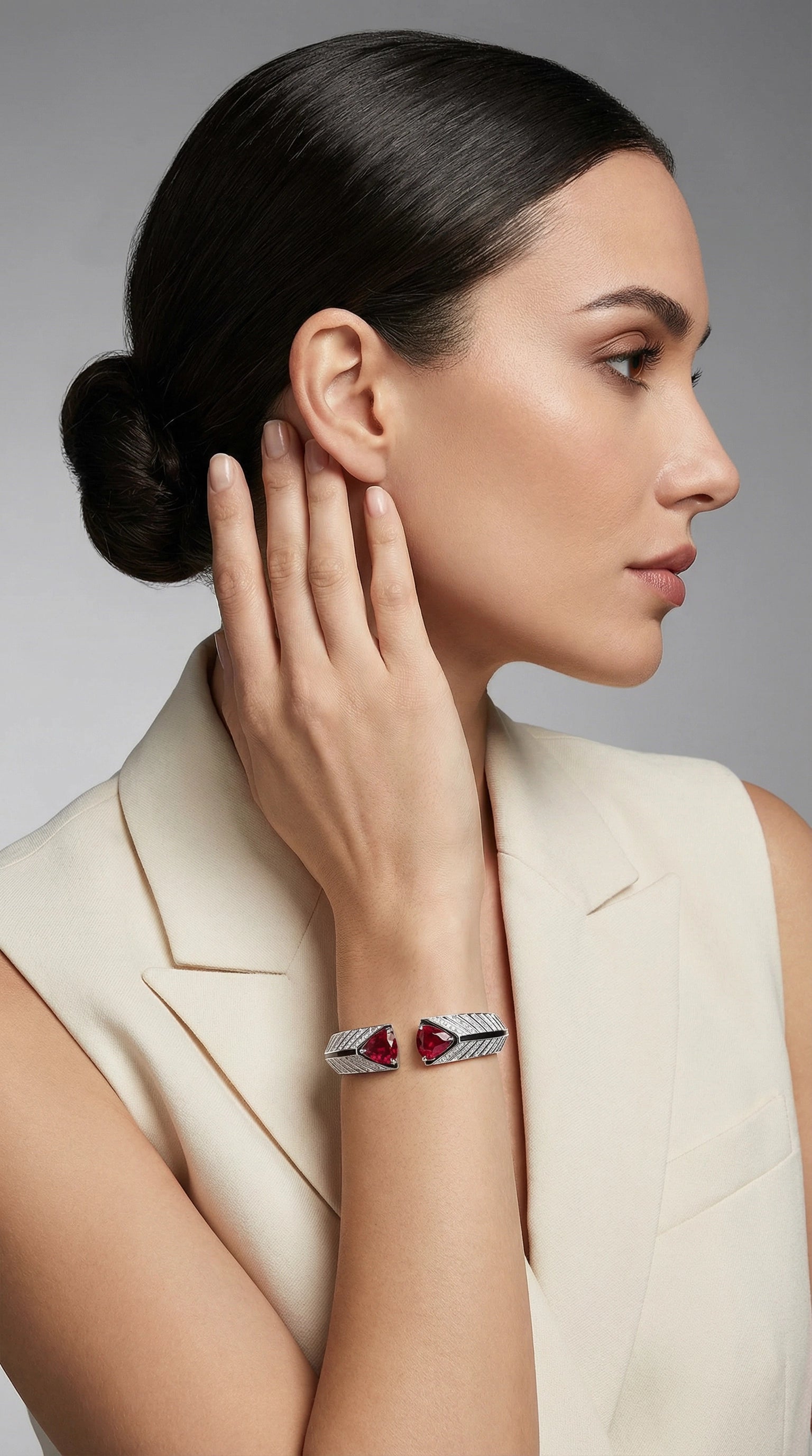 S925 Silver Bracelet with Red Treasure