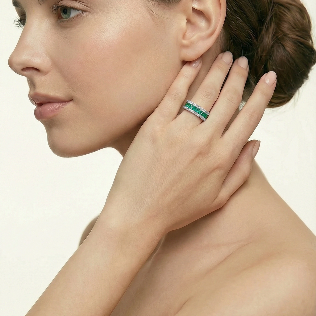 S925 Silver Eclat Emerald Ring
