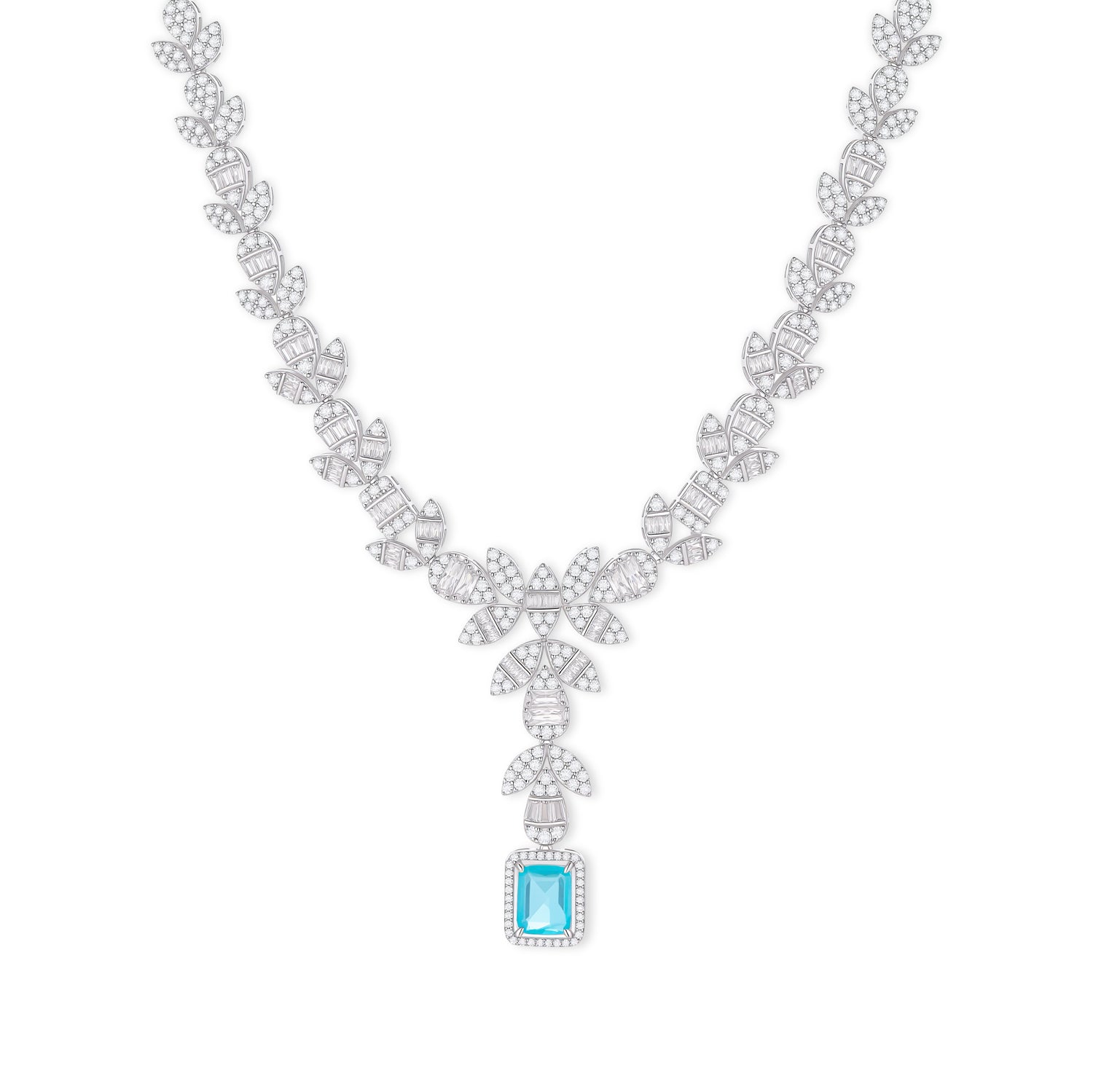 S925 Silver-plated Cubic Zirconia Blue Set