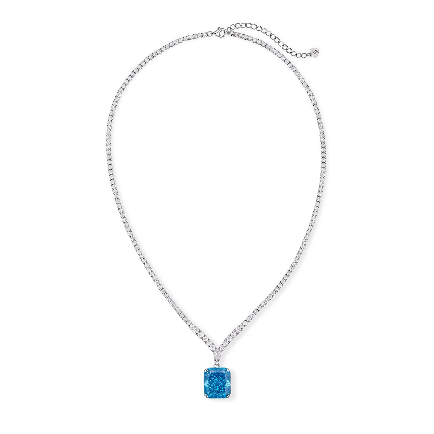 S925 Silver-plated Zirconia Blue Necklace