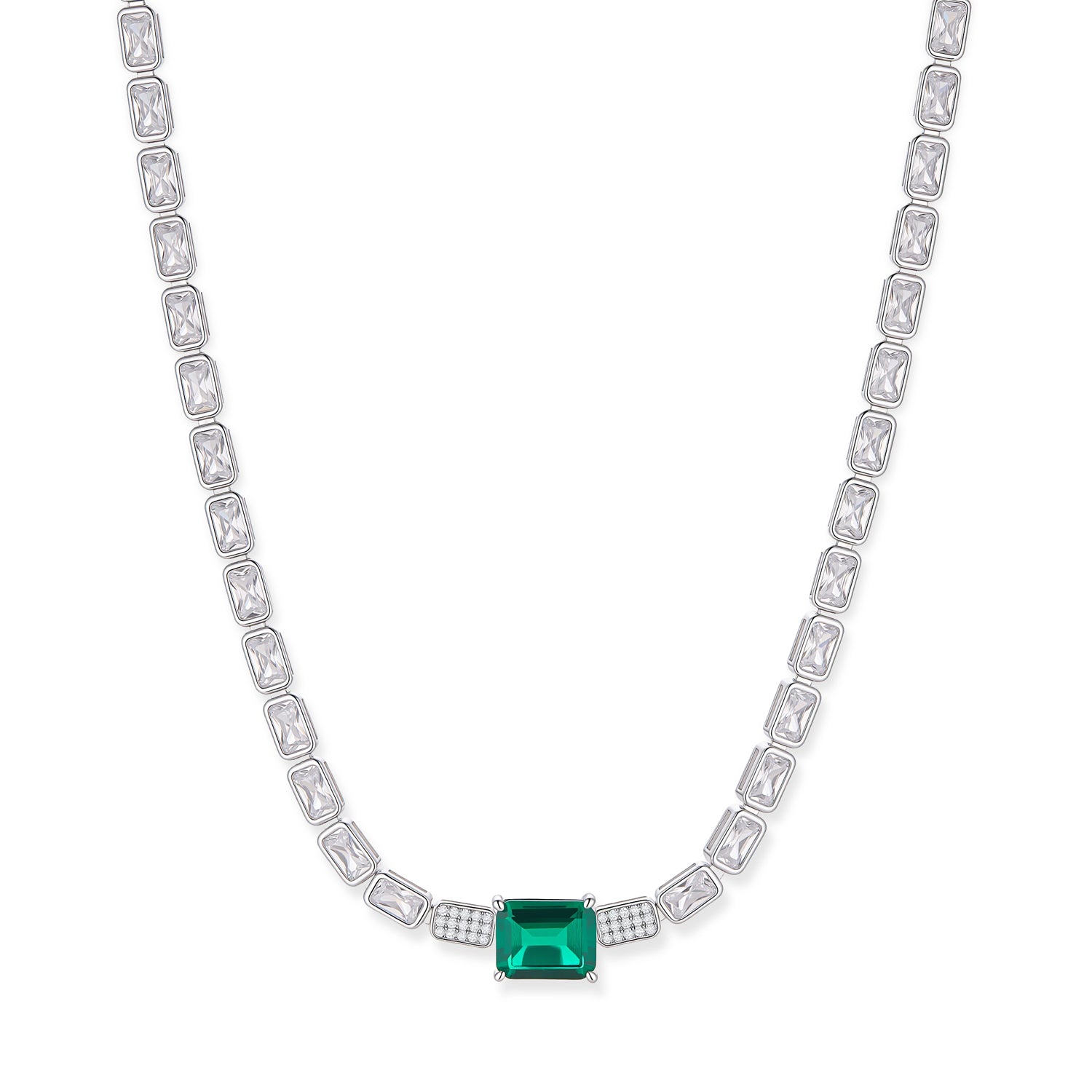 S925 Silver Eclat Emerald Necklace
