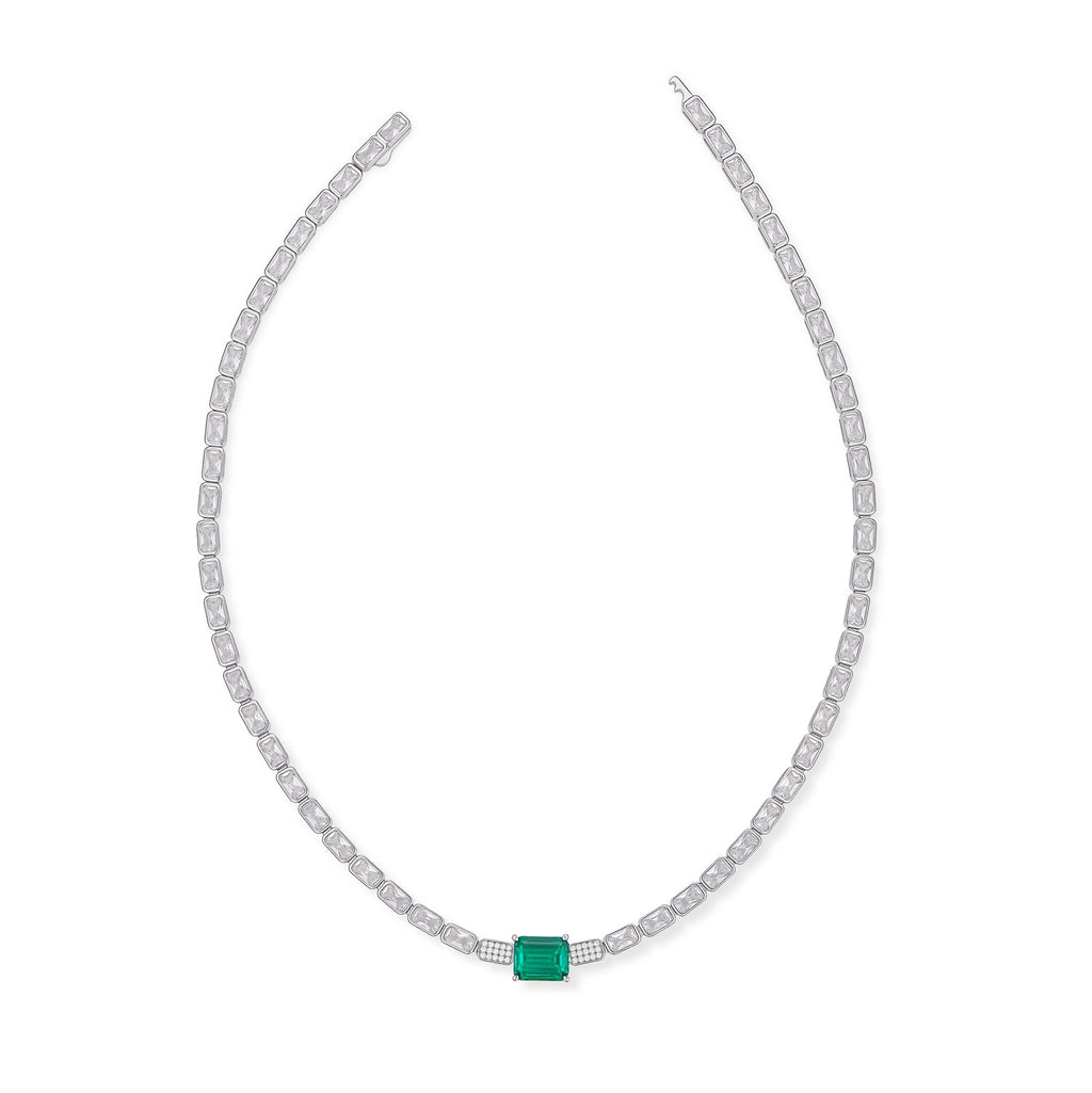 S925 Silver Eclat Emerald Necklace
