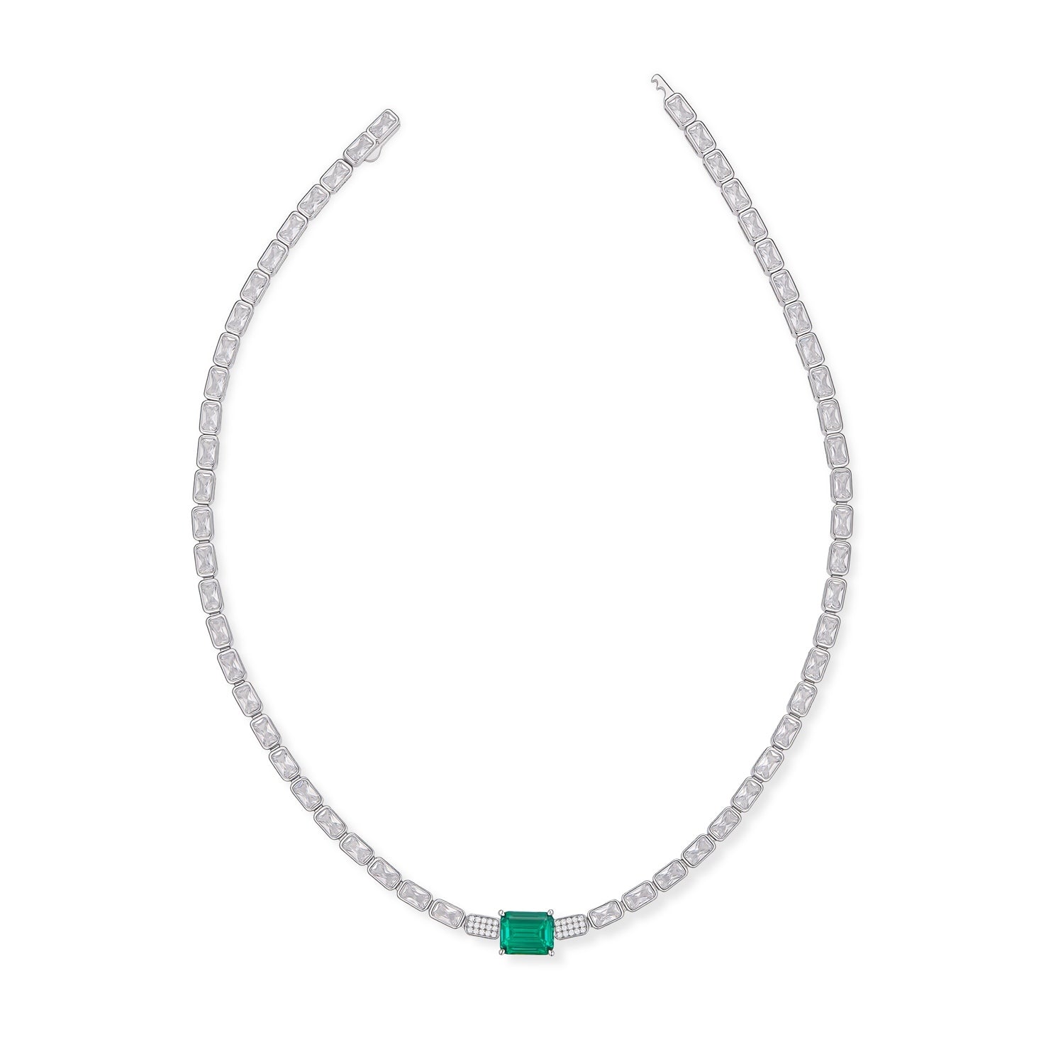 S925 Silver Eclat Emerald Necklace