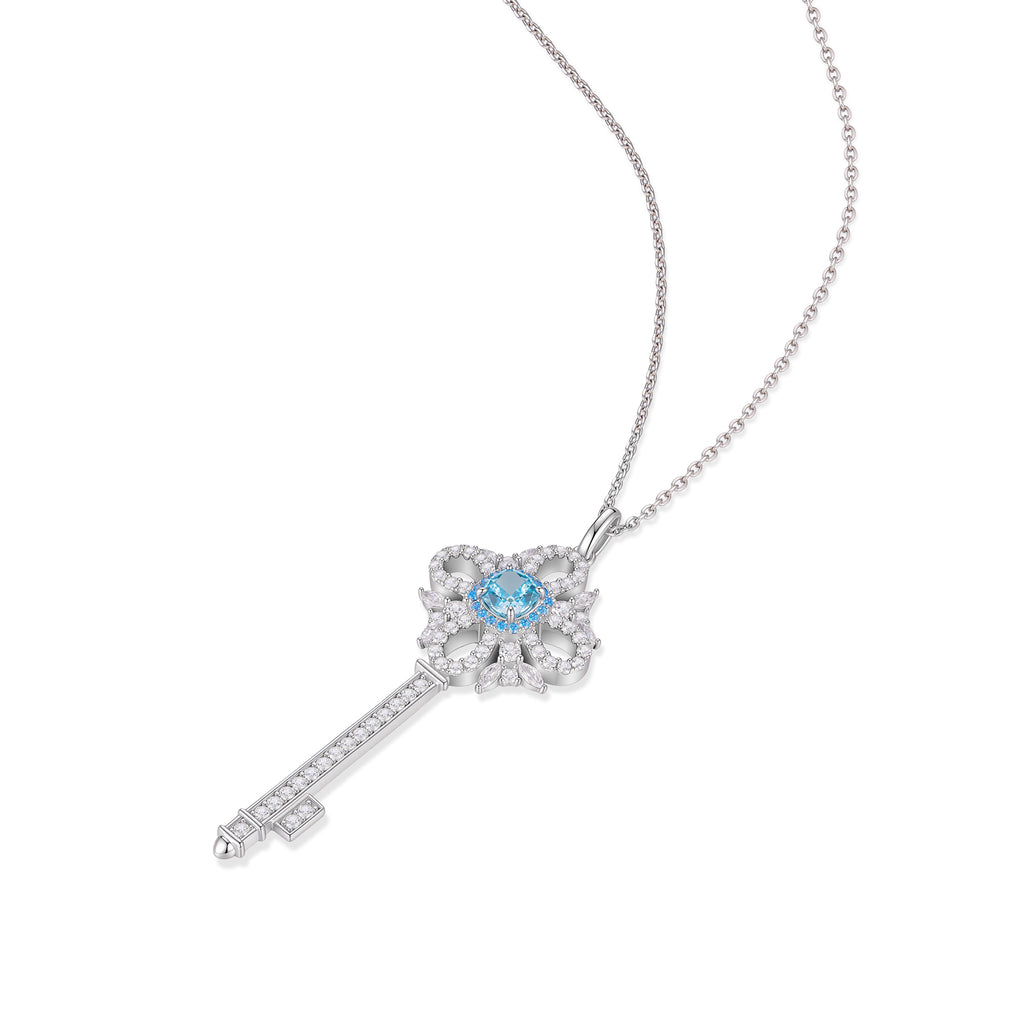 S925 Silver-plated Zirconia Blue Necklace