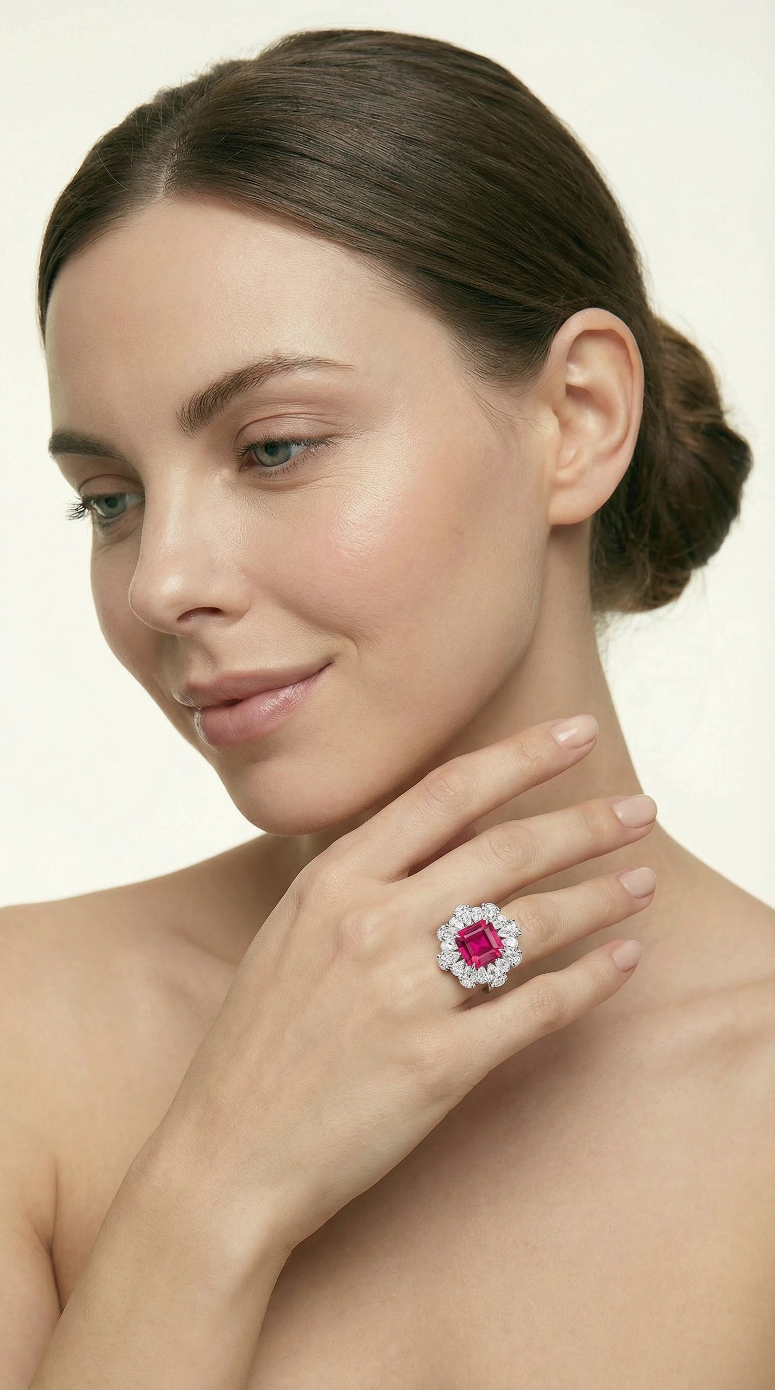 S925 Silver Cultured Red Treasure Ring(Adjustable Size)