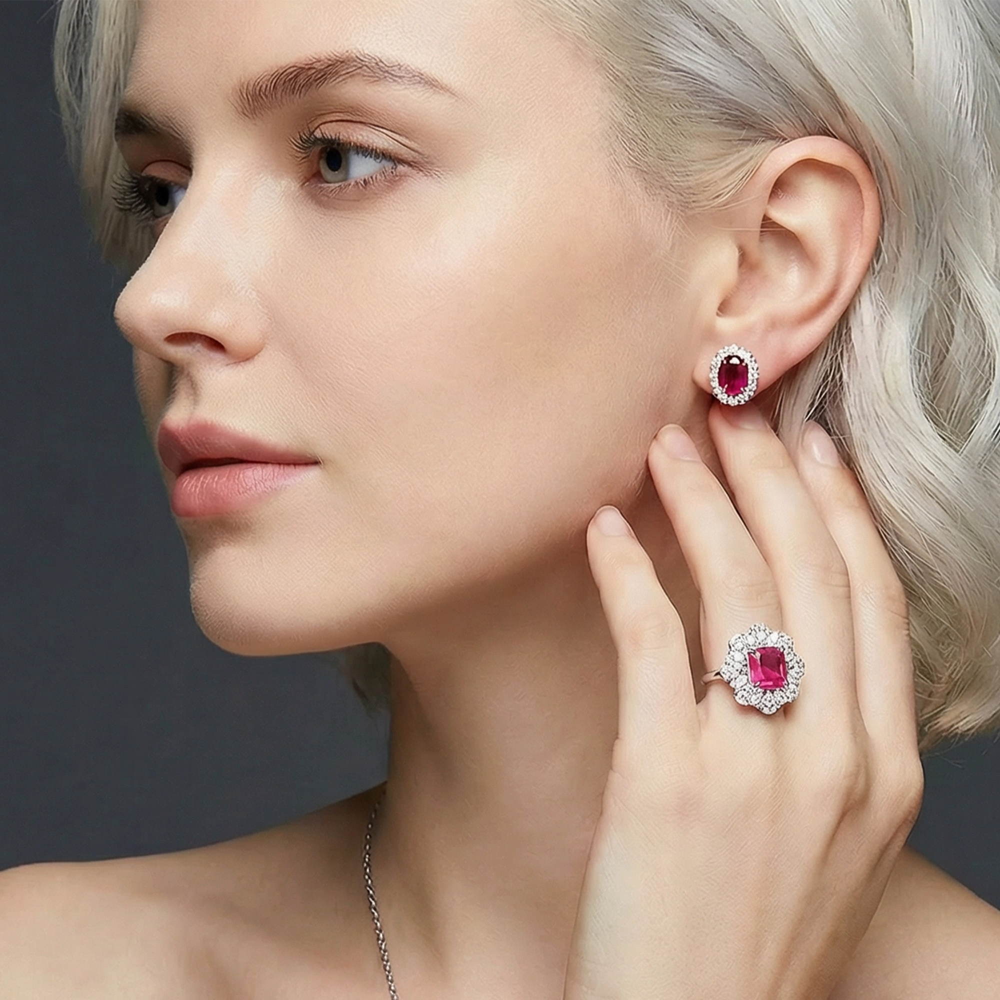 S925 Silver Cultured Red Treasure Earrings