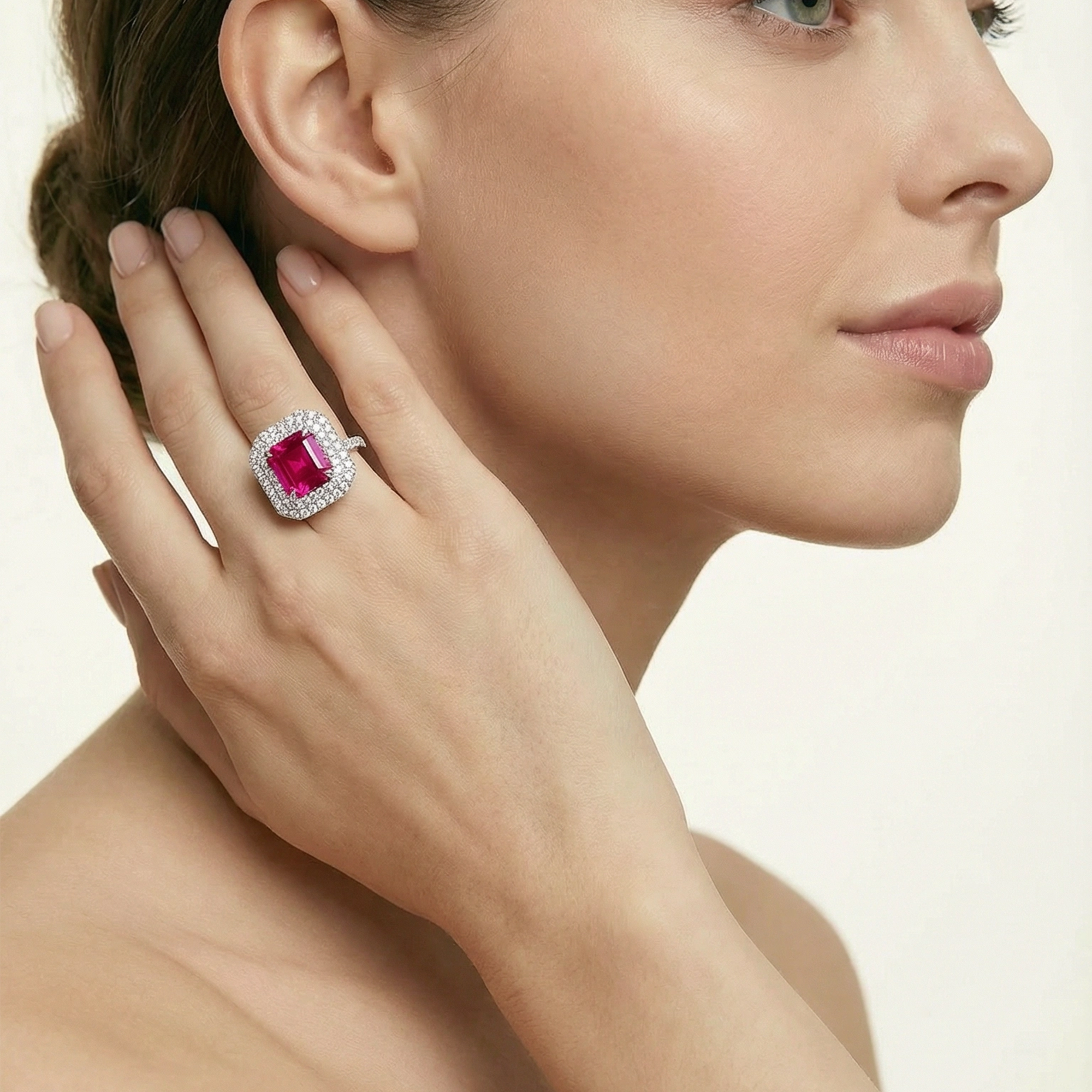 S925 Silver Cultured Red Treasure Ring