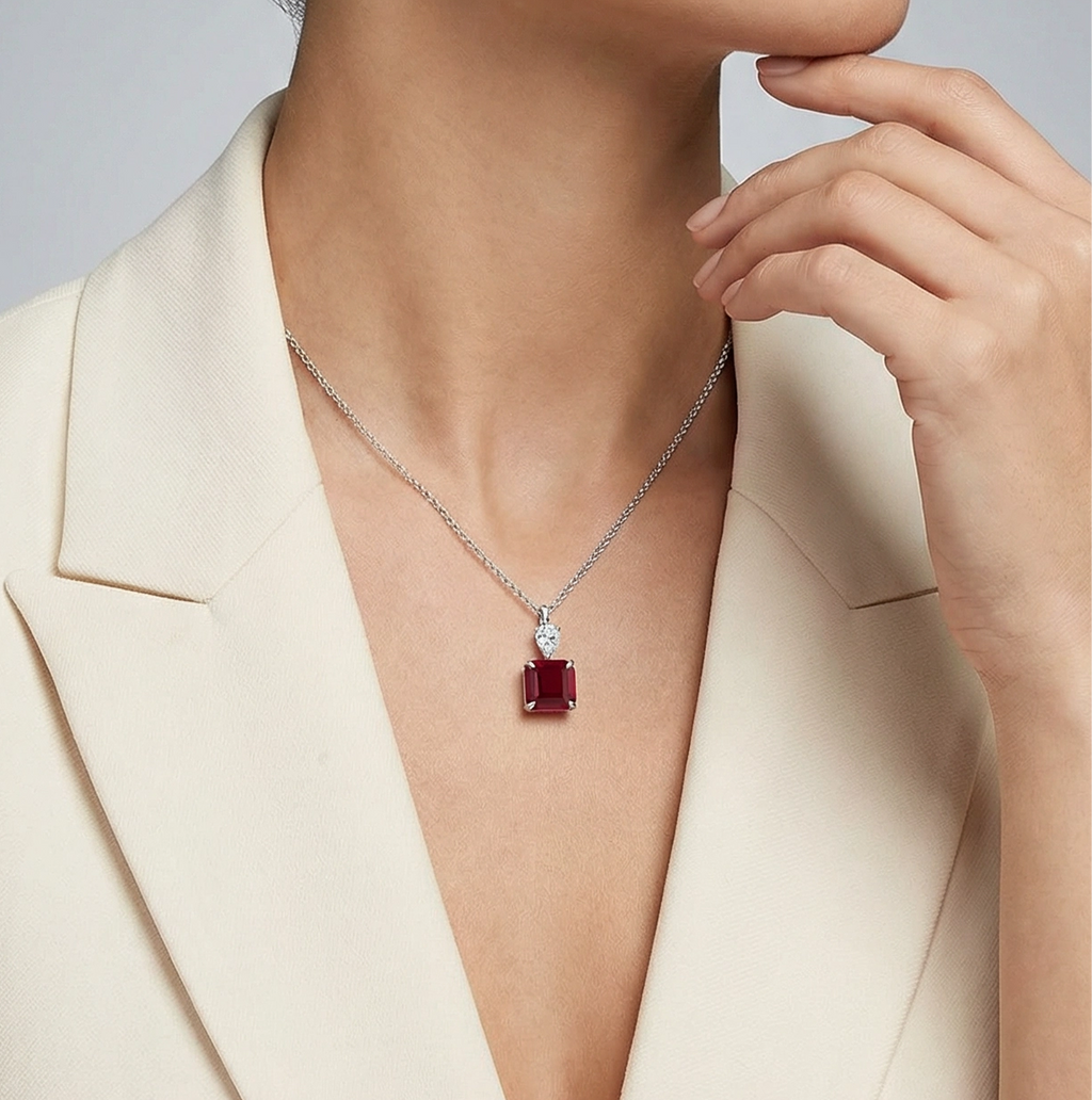 S925 Silver Cultured Red Treasure Necklace