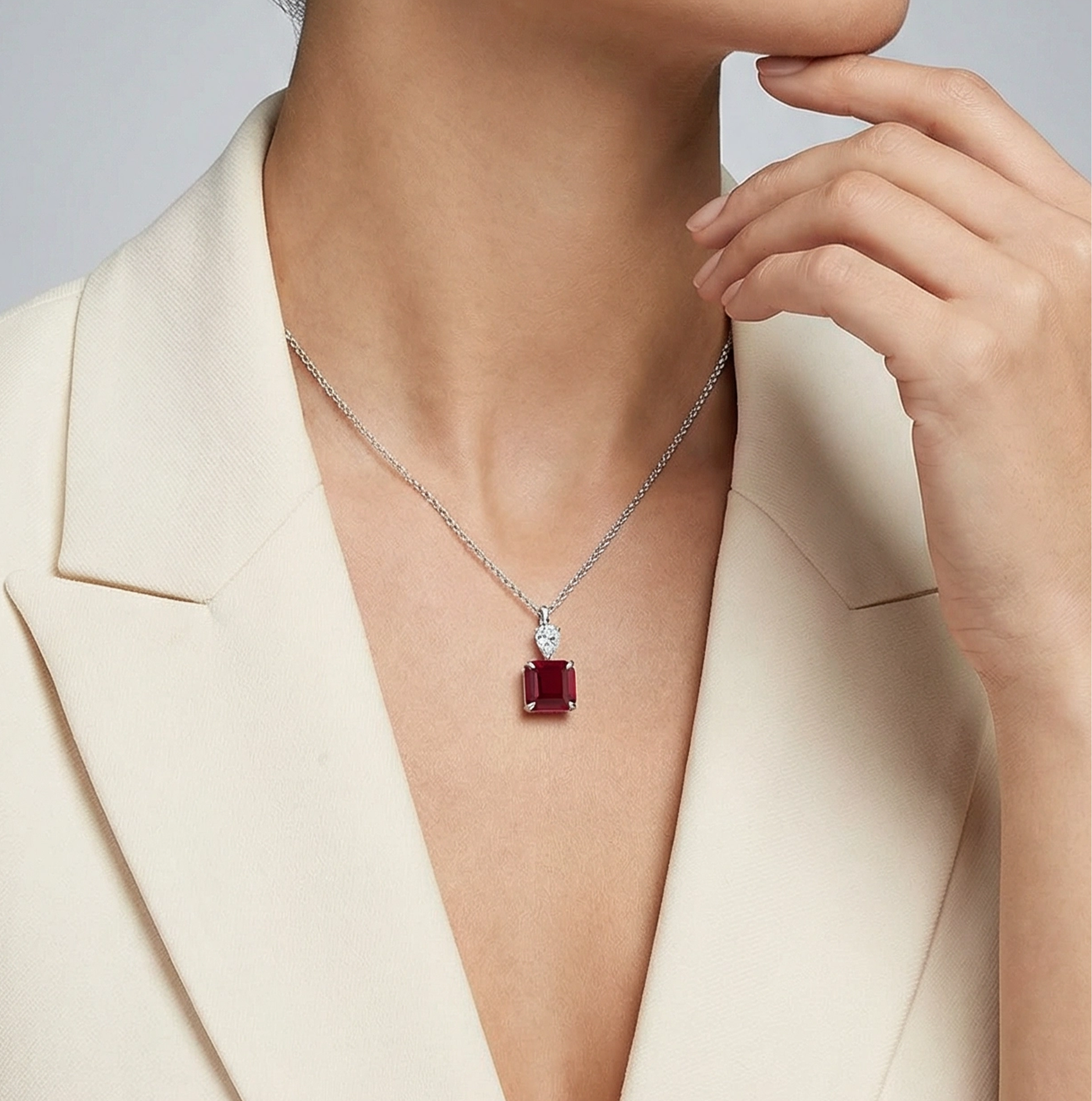 S925 Silver Cultured Red Treasure Necklace