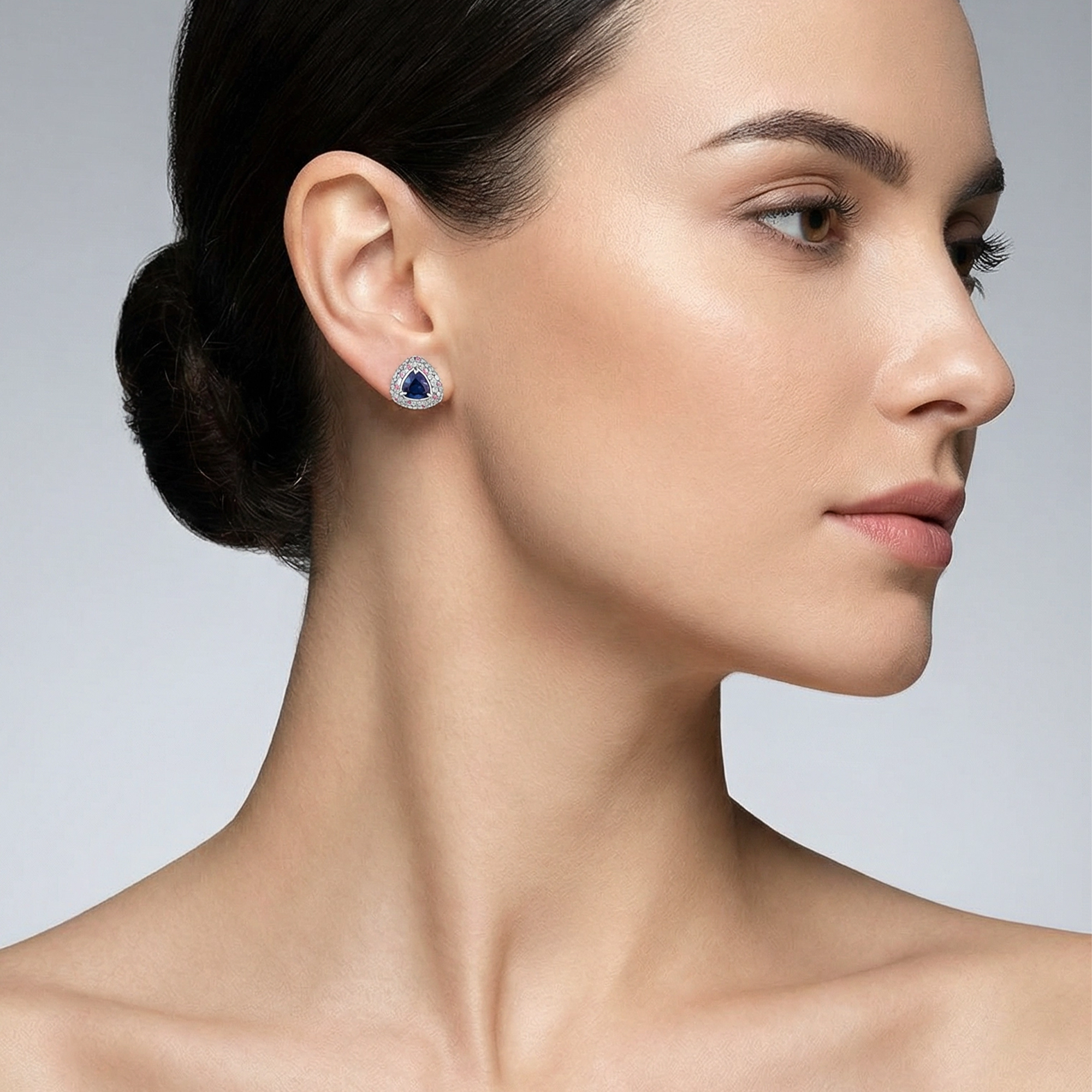 S925 Silver Cultured Blue Sapphire Earrings