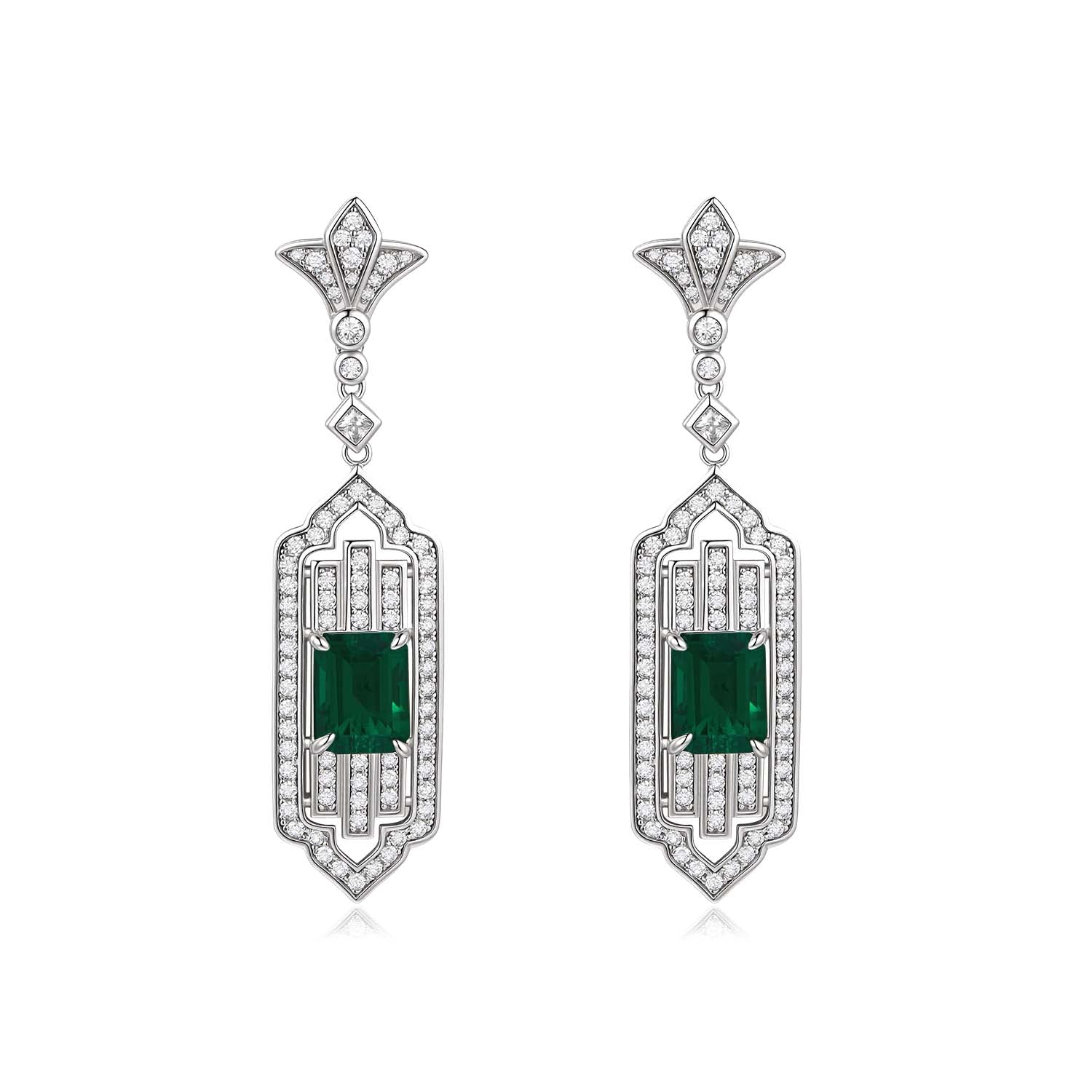 S925 Silver Earrings with Cultivated Emerald