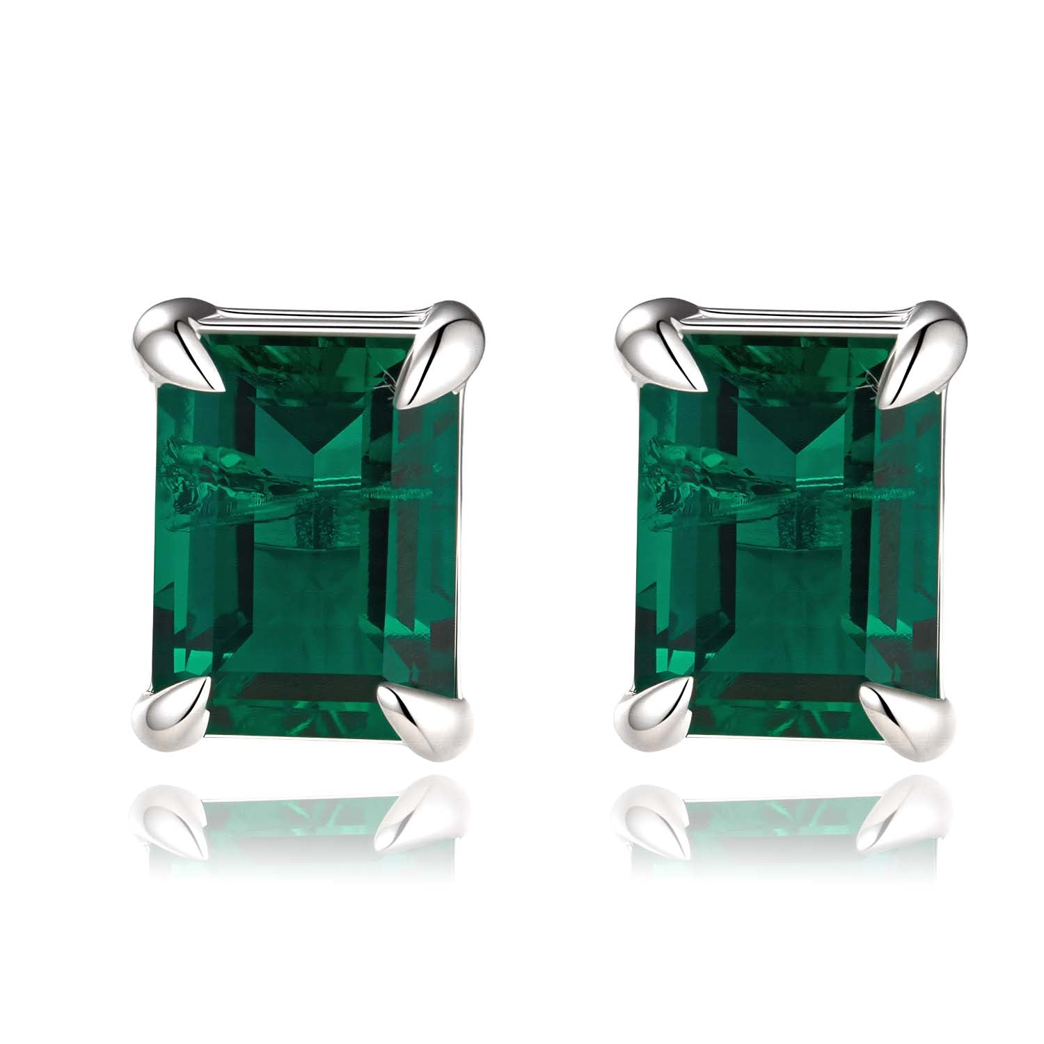 S925 Silver Earrings with Cultivated Emerald