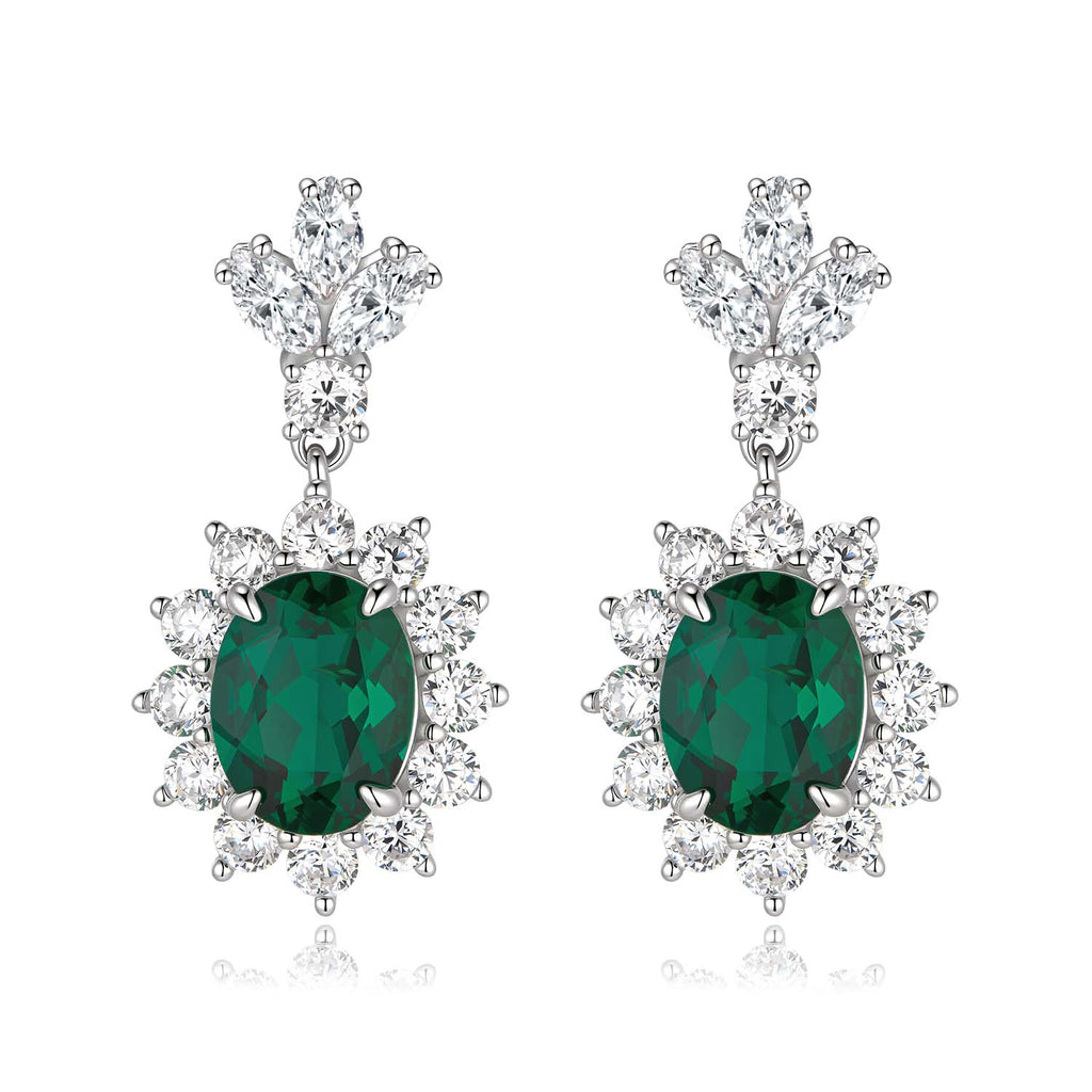 S925 Silver Earrings with Cultivated Emerald