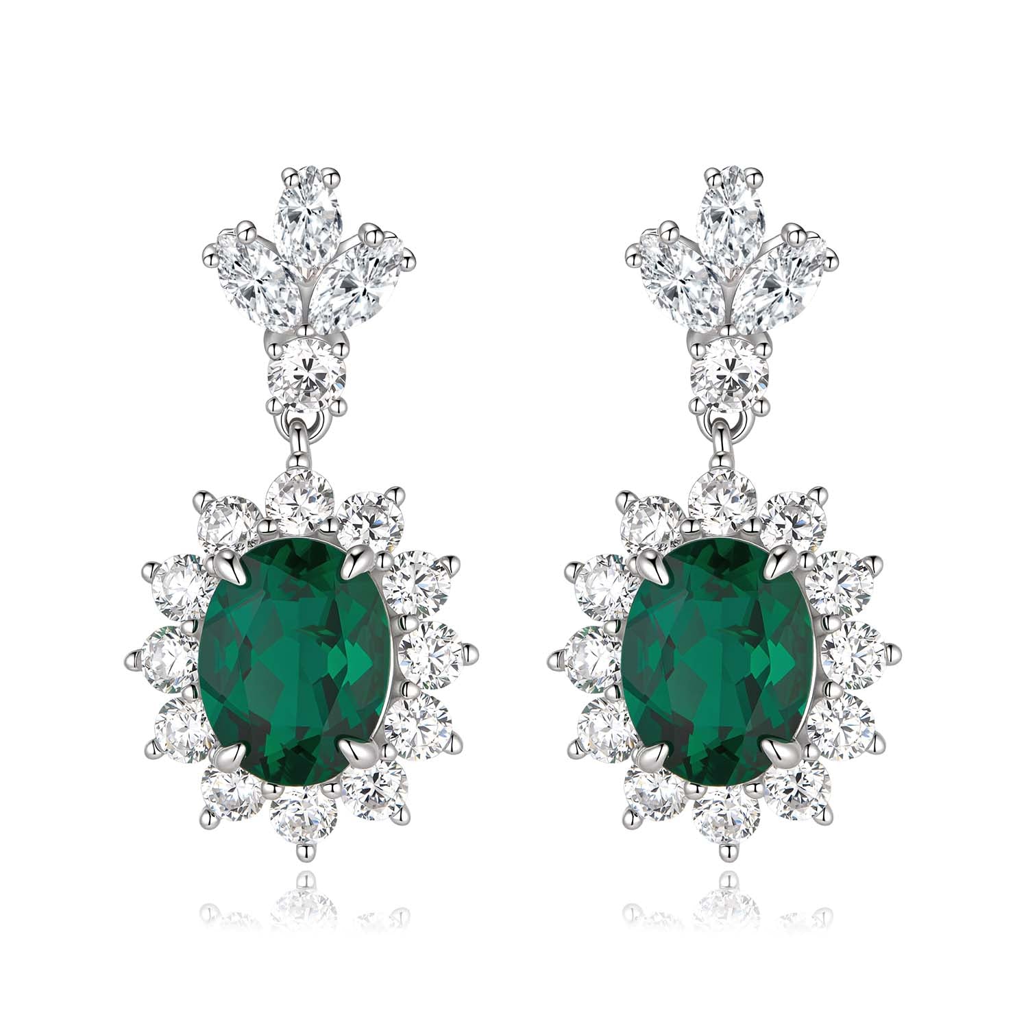 S925 Silver Earrings with Cultivated Emerald