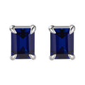 S925 Silver Cultured Blue Sapphire Earrings