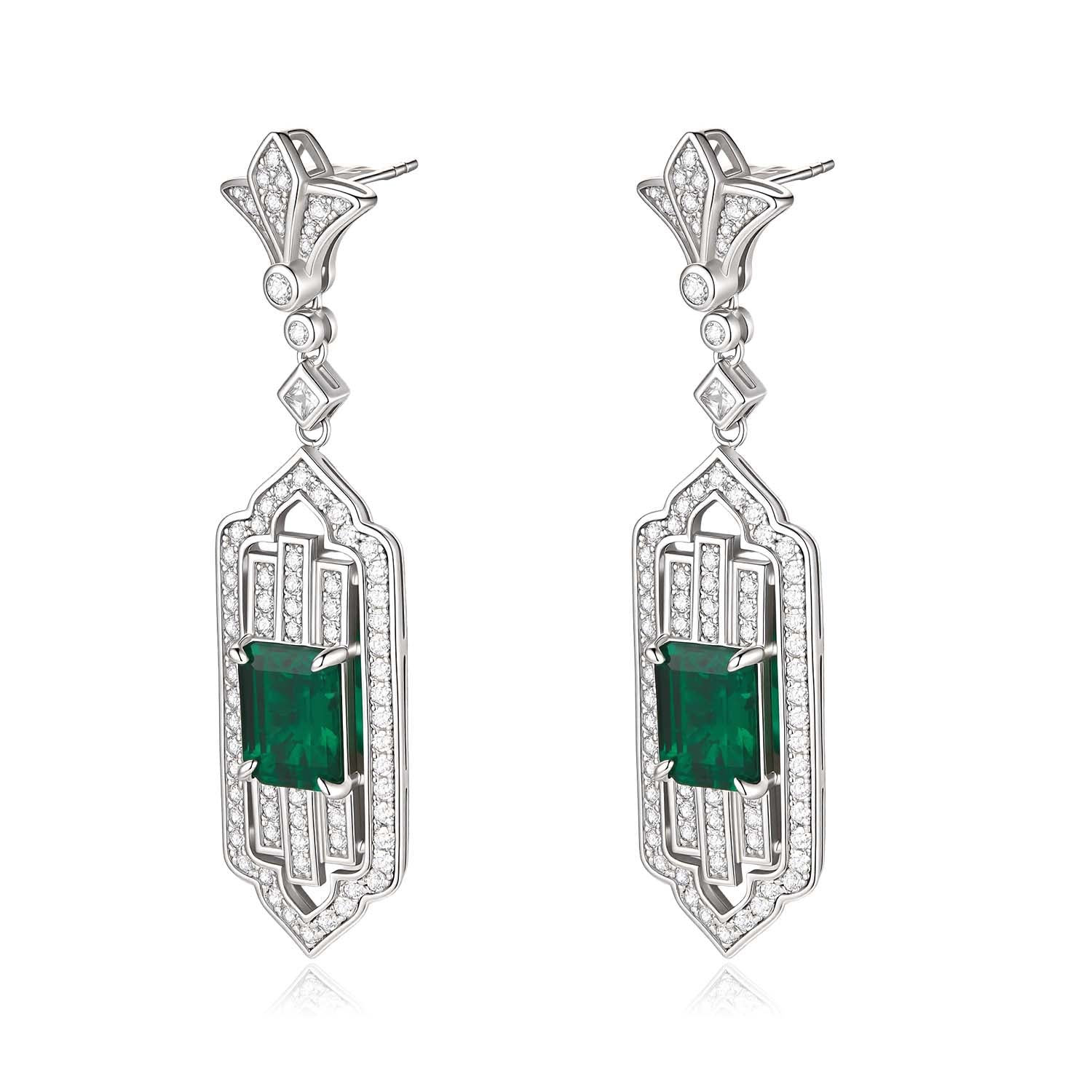 S925 Silver Earrings with Cultivated Emerald
