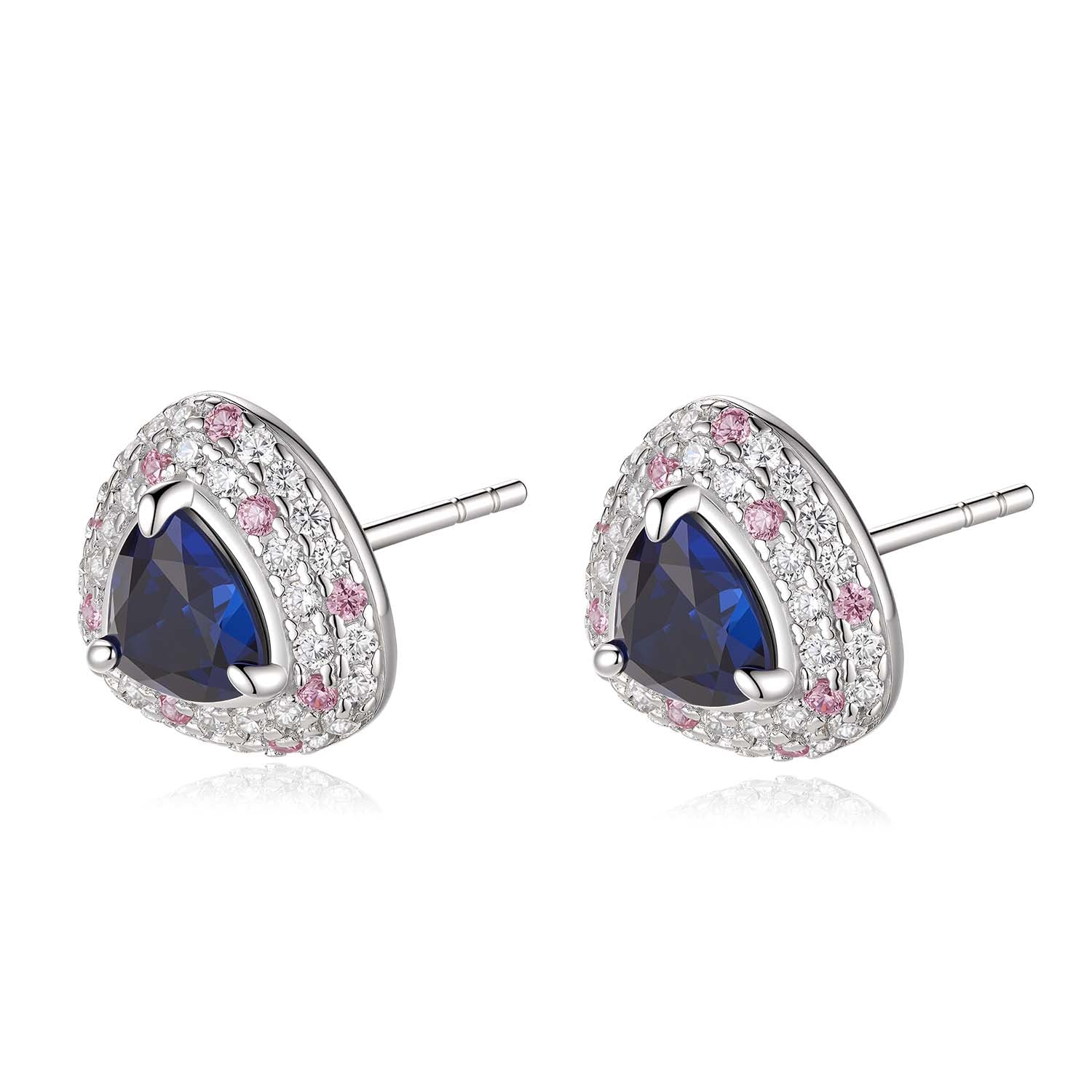 S925 Silver Cultured Blue Sapphire Earrings